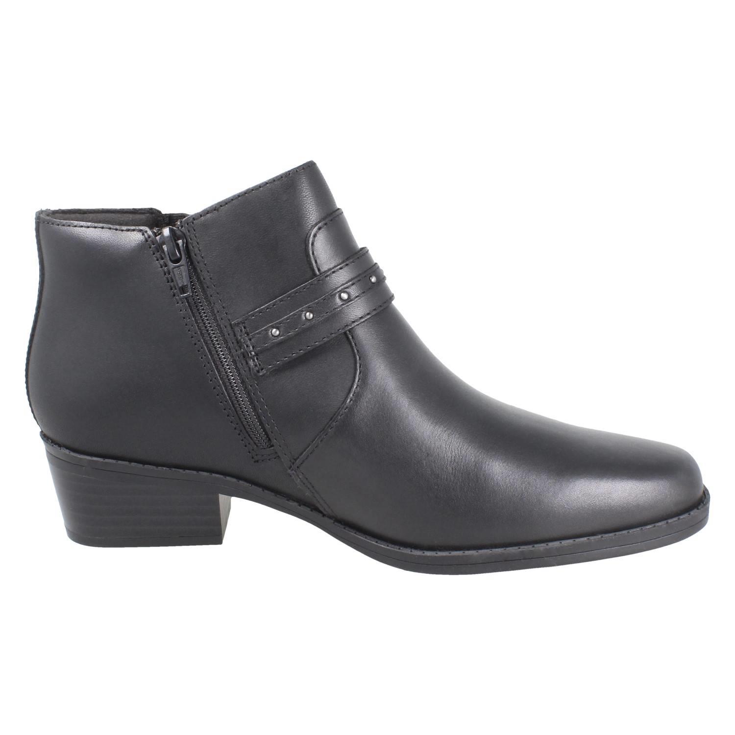 Femmes Clarks Bloc Talon Daim / Leather Smart Bottines Fermeture Éclair Danyelle - Picture 7 of 19