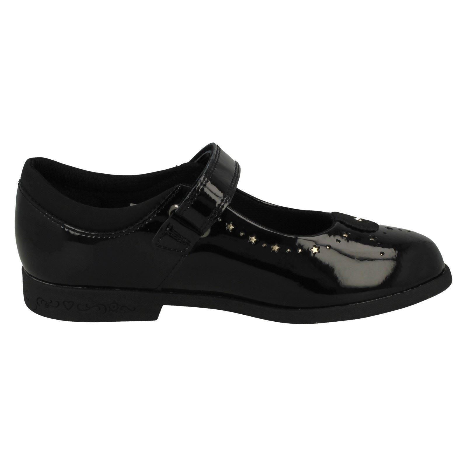 Girls Clarks Leather Patent School Shoes Strap Stars Mary Jane Magic Step Bar - Picture 16 of 19