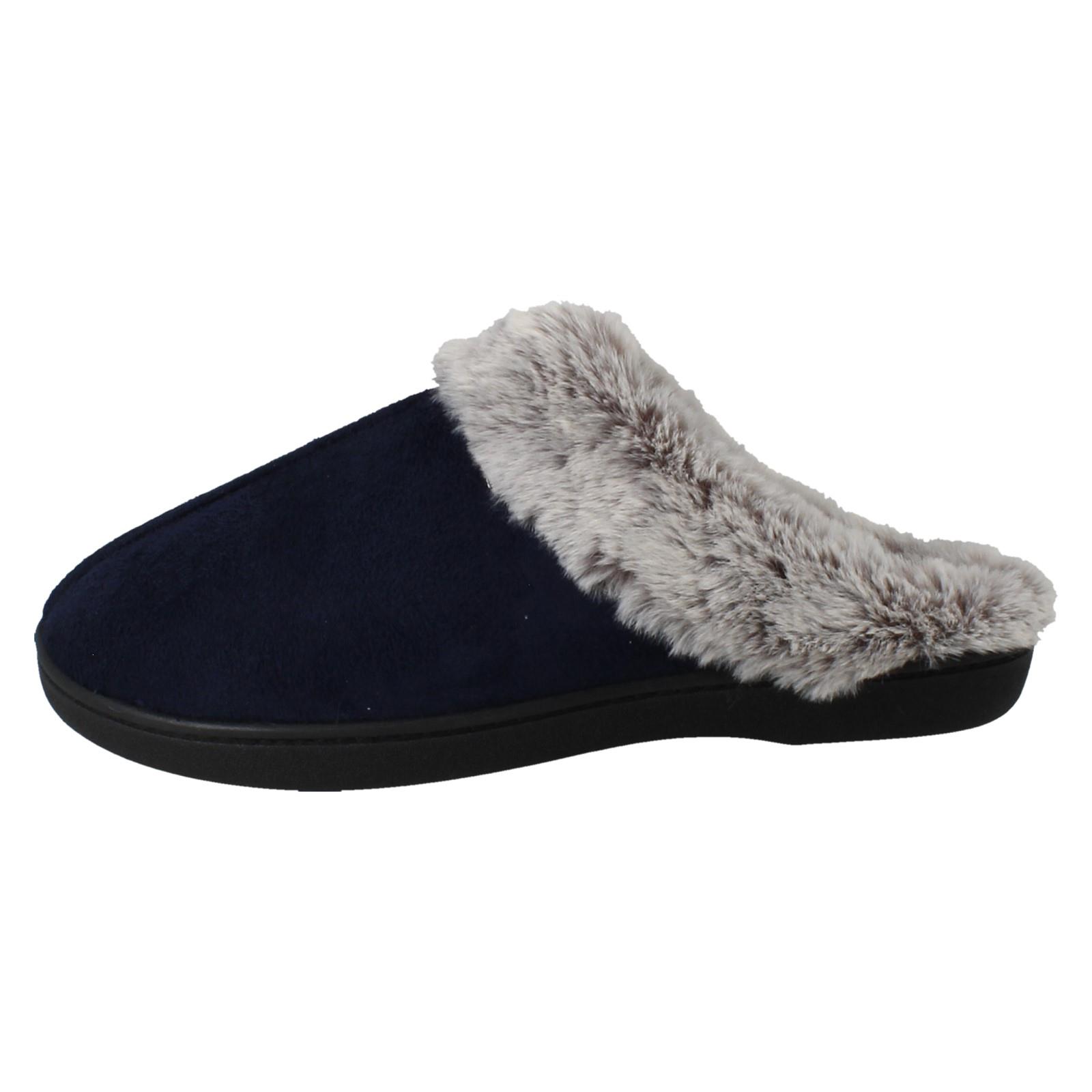 Laddies Padders Fur Lined Machine Washable Wide Fit Mule Slippers Florrie - Picture 3 of 19