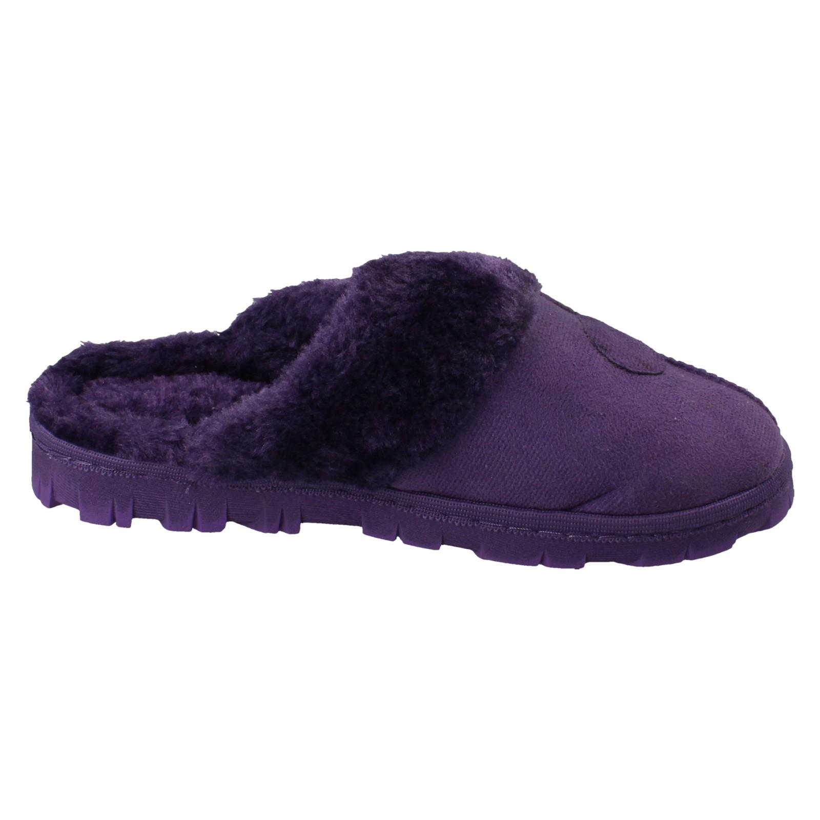 Mujer Spot On Mula Piel Sintética Forrado sin Cordones Ropa Cómoda Pantuflas - Imagen 43 de 46