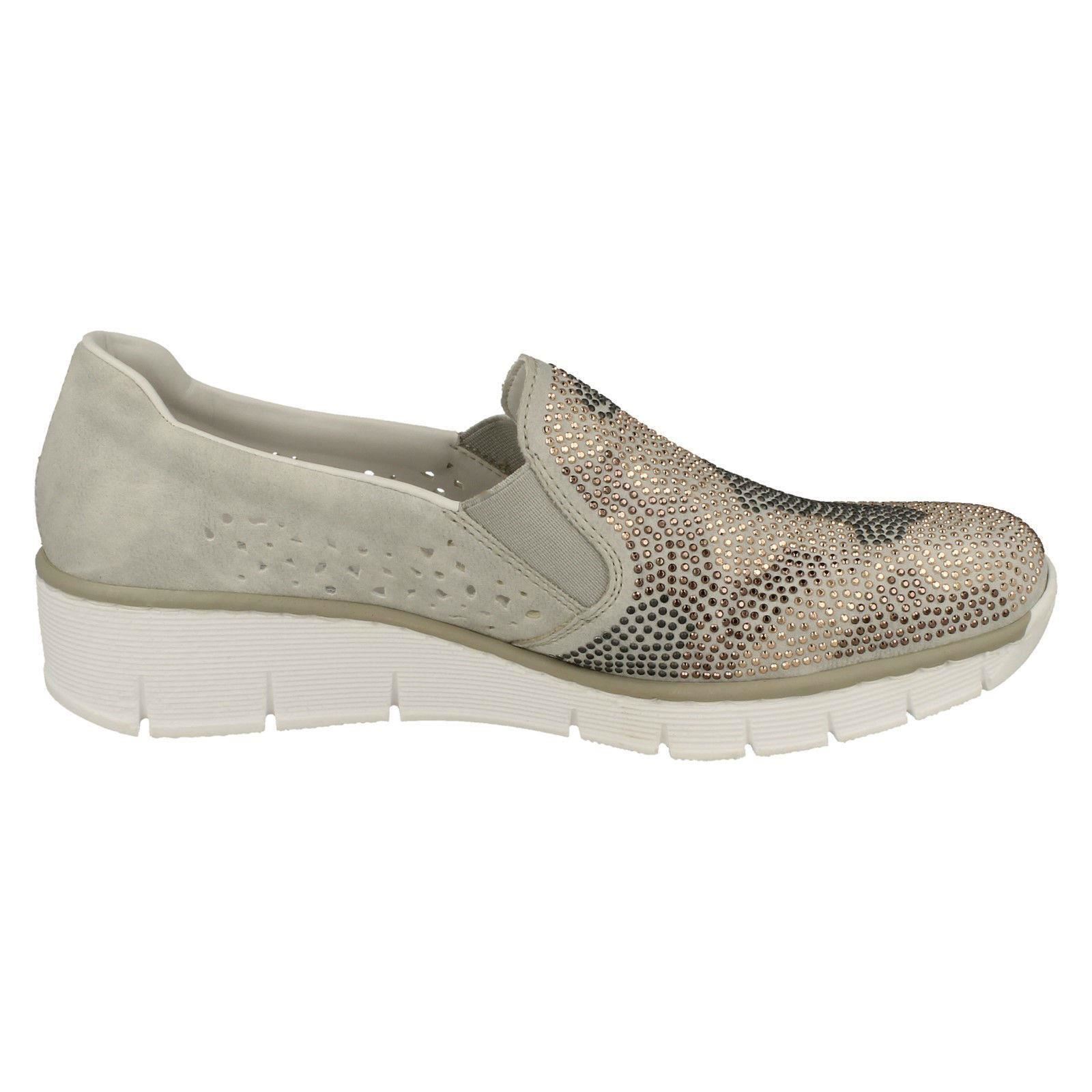 Ladies Rieker Slip Slip Slip On Flat Low Wedge Loafer Style Stud Pattern shoes 537T1 b7e939 Ladies Rieker Slip Slip Slip On Flat Low Wedge Loafer Style Stud Pattern shoes 537T1 b7e939
