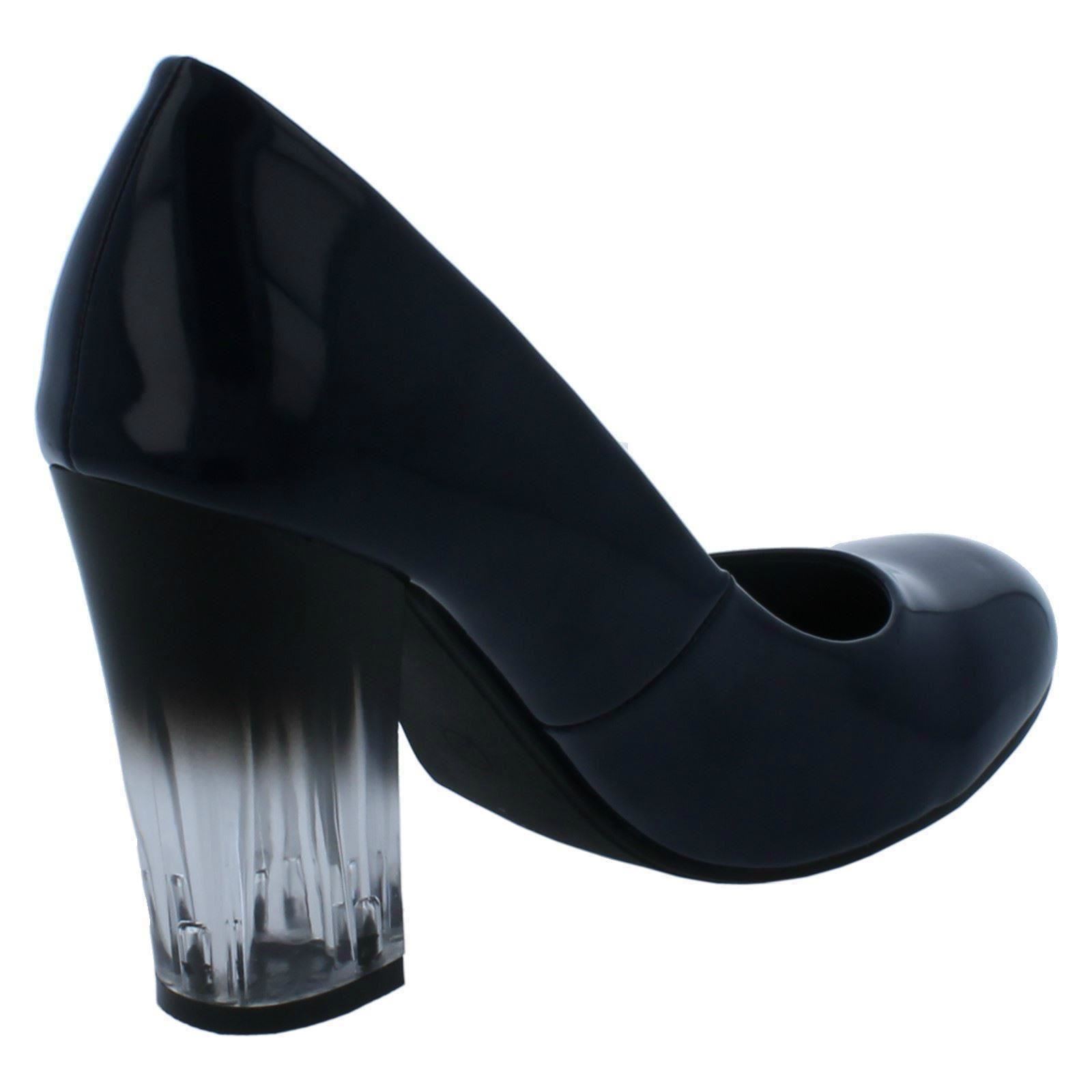 Ladies Anne Michelle Clear Block Heel Court Shoes F9R921 - Picture 24 of 28