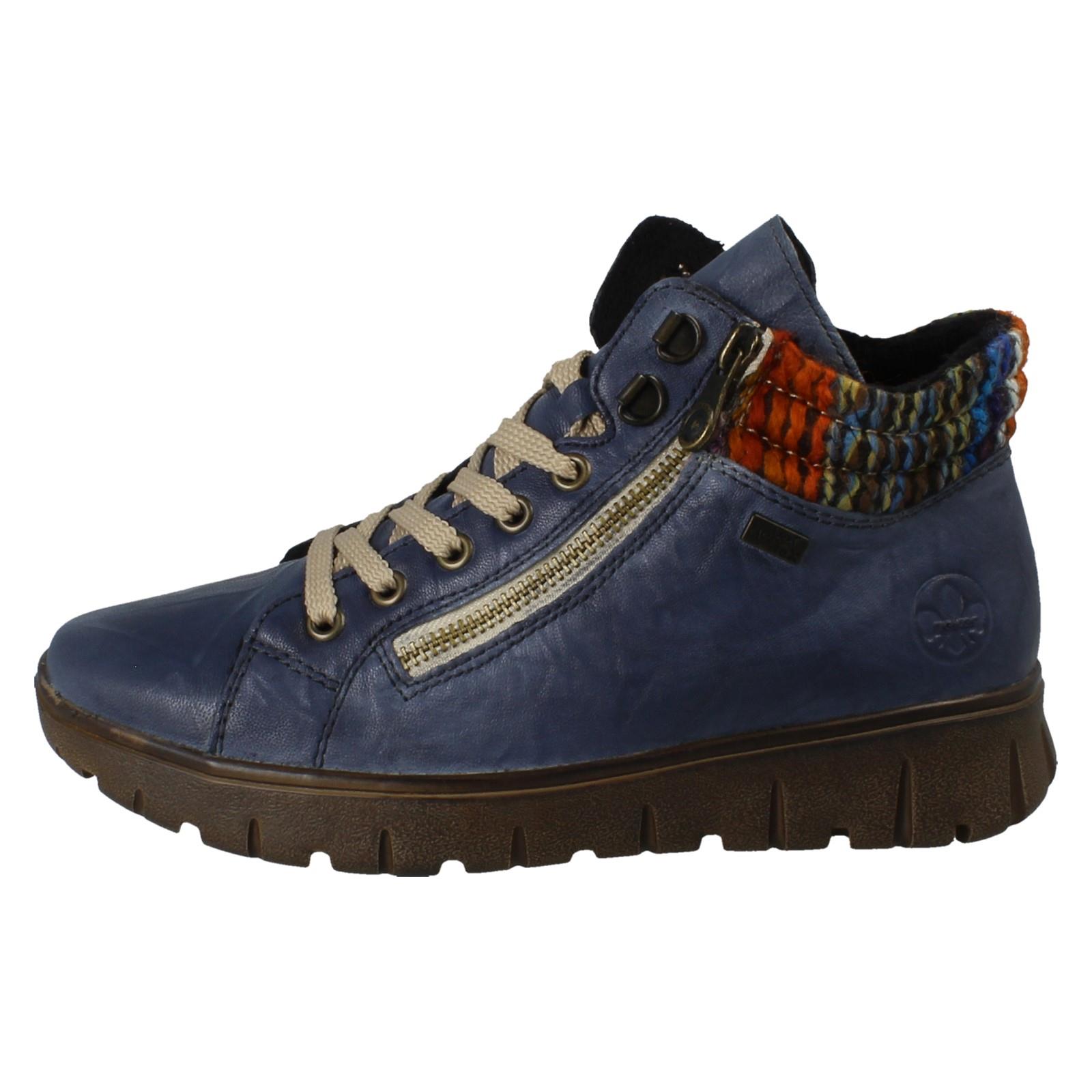 Donna Rieker Tex Pelle Largo Fit Zip Doppia Foderato Stivali Caviglia N1305 - Picture 3 of 19