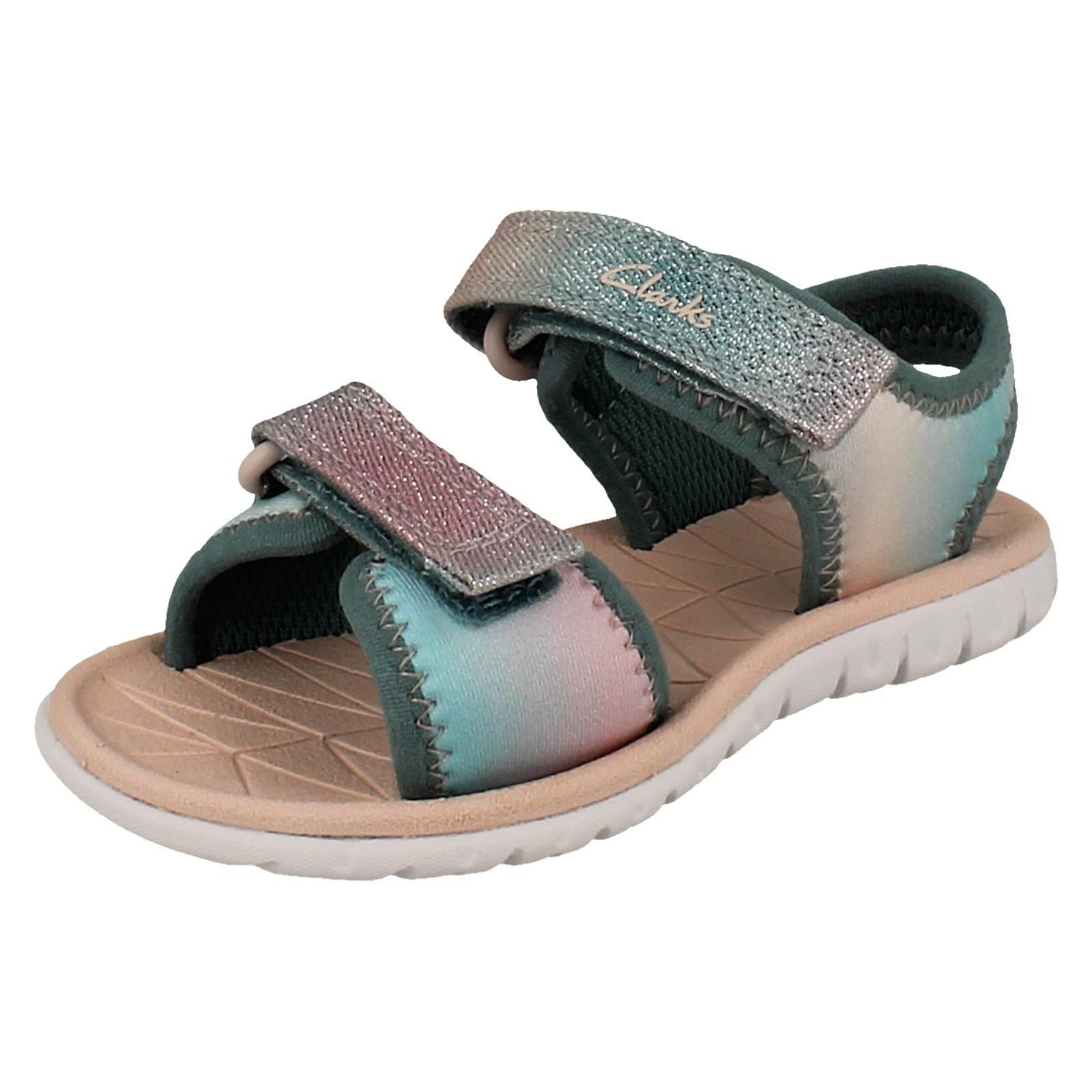 Kids Clarks Pattern Detailed Adjustable Sandals Surfing Tide T - Picture 29 of 37