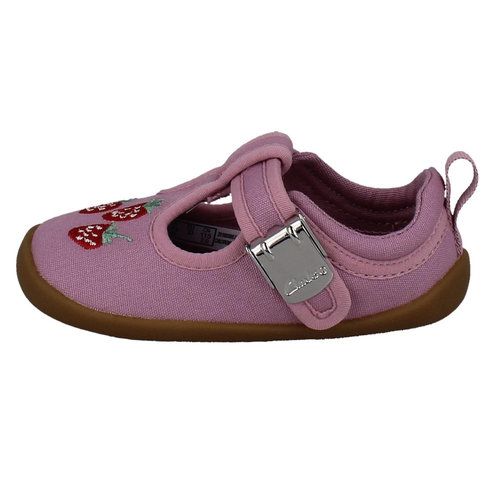 Girls Clarks Canvas Pre Walker Buckle T-Bars Machine Washable, Roamer Grow - Picture 3 of 10