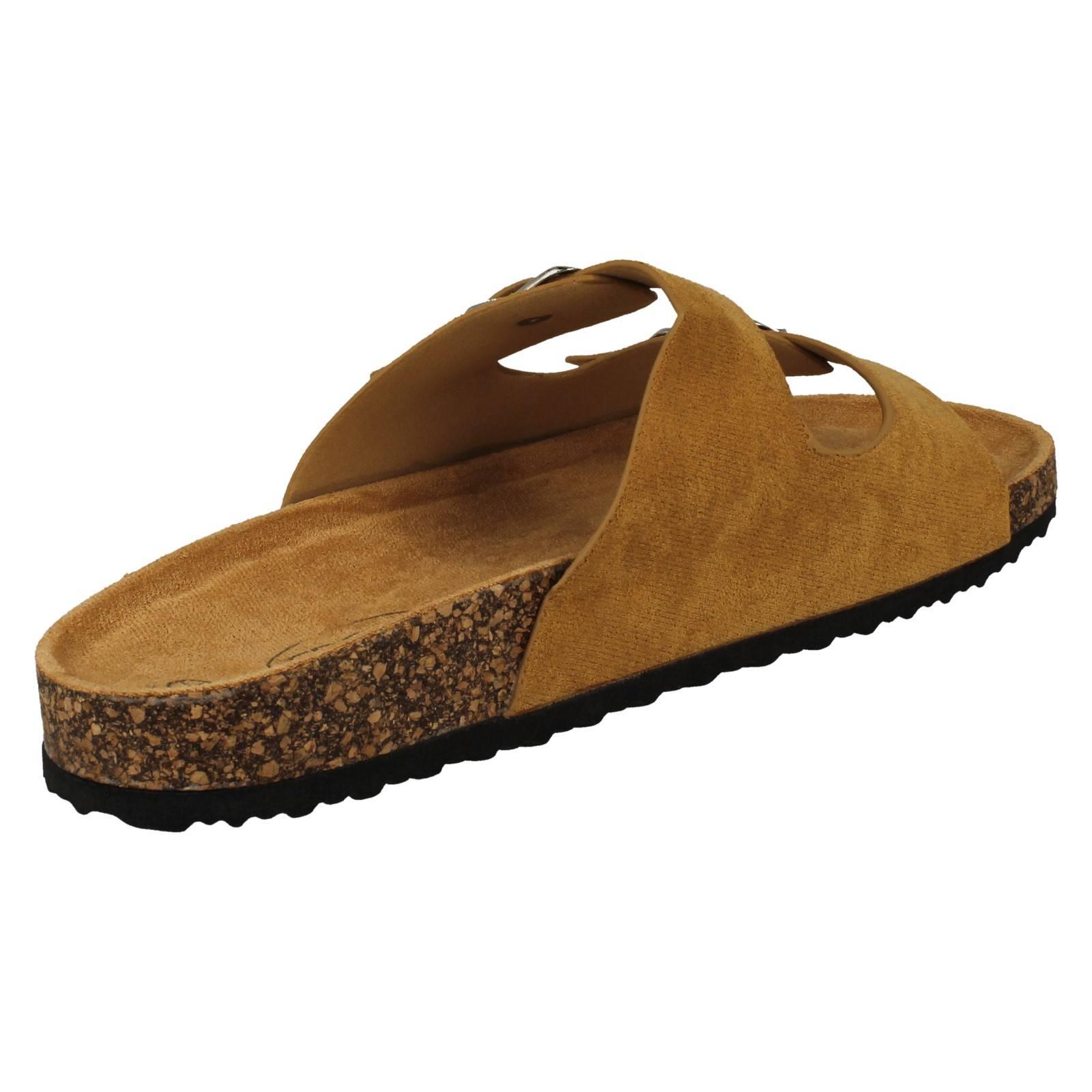 Sandalias de mula informales de doble hebilla detalladas para dama F0R0412 - Imagen 15 de 19