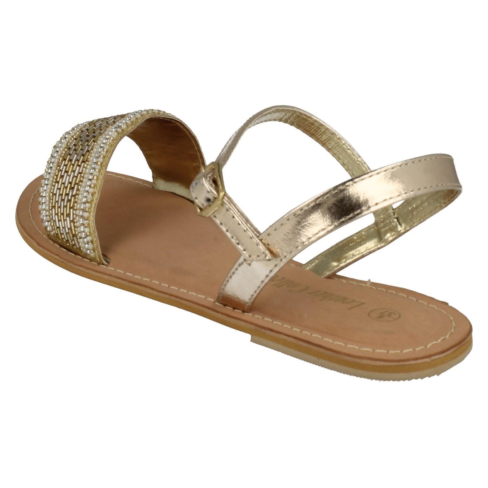 Ladies Spot On Leather Collection Beaded Sandals *F0R896* - Picture 3 of 19