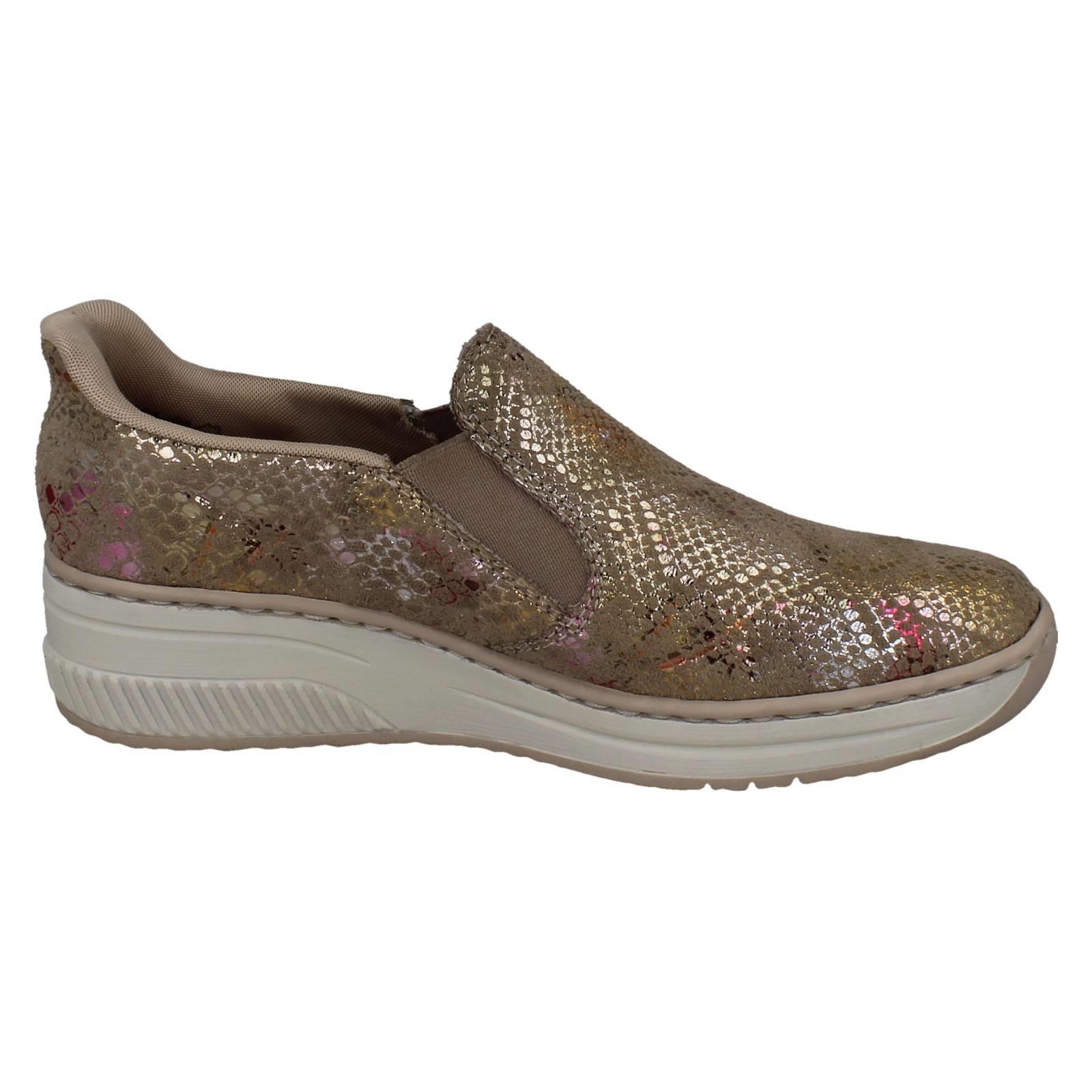 Ladies Rieker Wedge Sole Casual Square-Toe Slip On Shoes - 48761 - Picture 16 of 28