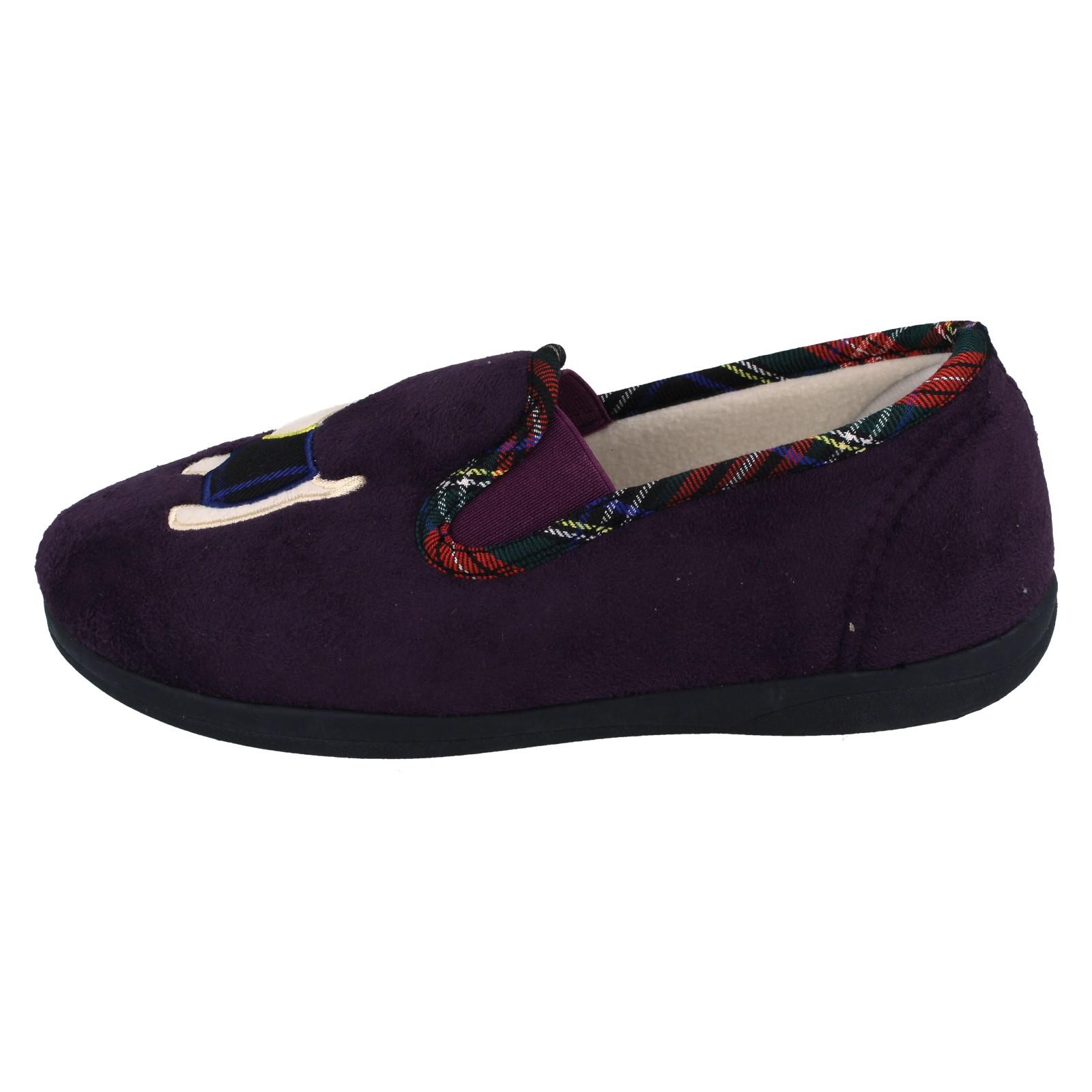 Zapatillas anchas Padders para dama con detalle de perro Scotty Dandie - Imagen 11 de 18
