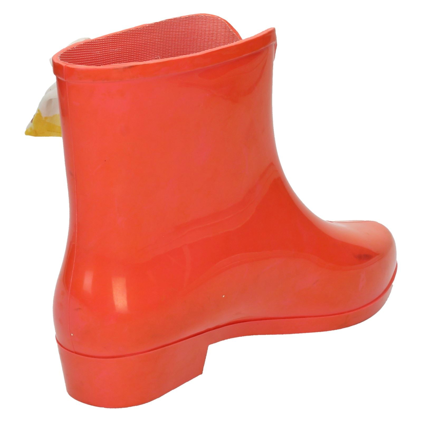 Ladies Spot On Tied Bow Detail Ankle 'Wellington Boots' - Picture 6 of 46