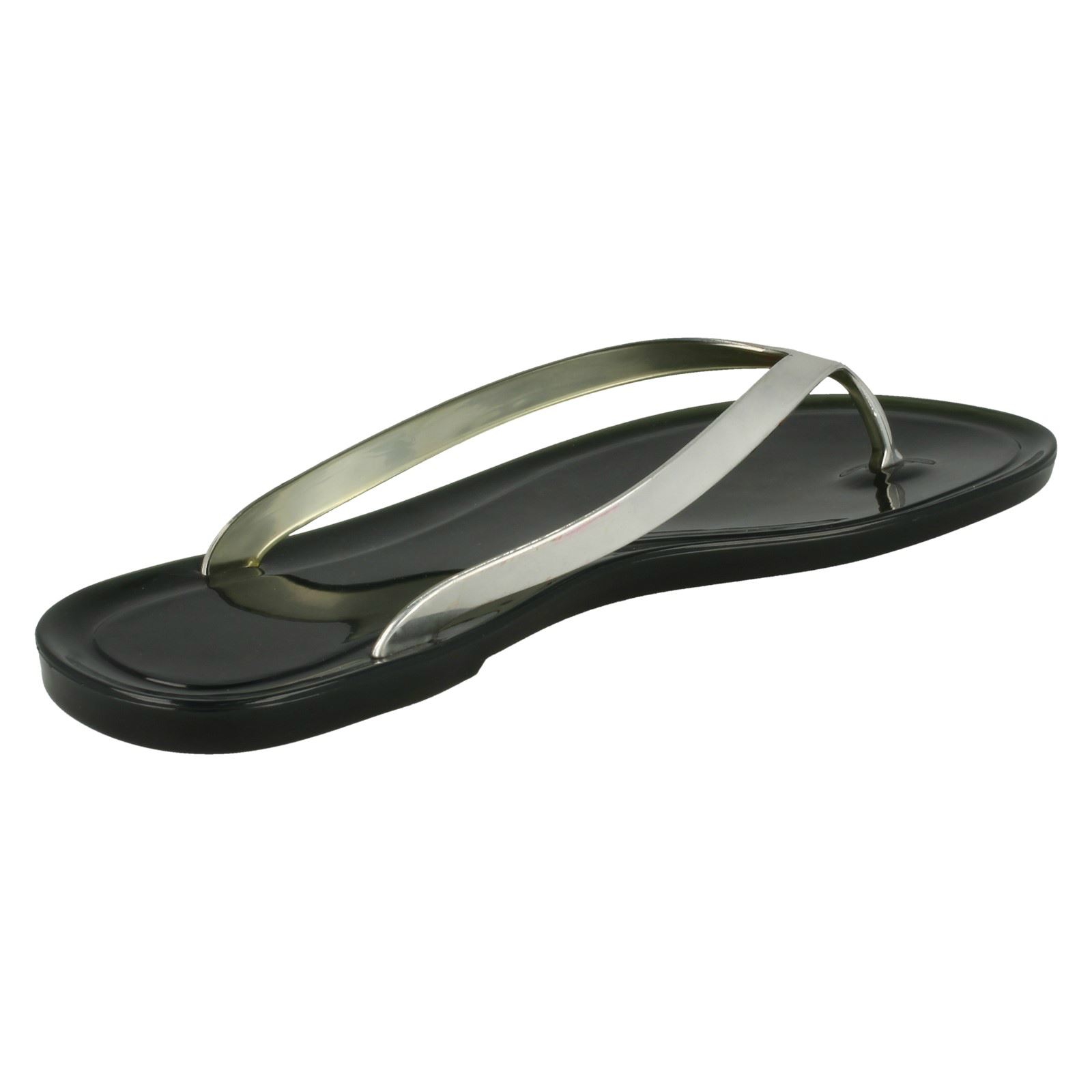 Damen Spot On flache metallische Zehenstegsandalen *Gelee * - Bild 17 von 28