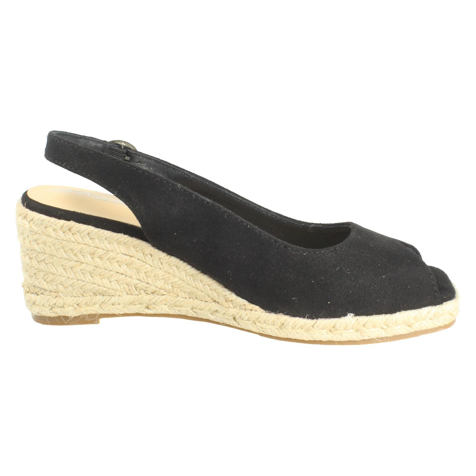 Ladies Anne Michelle Microfibre Wedge Heel Squared Toe Sandals 'F2R306' - Picture 7 of 28