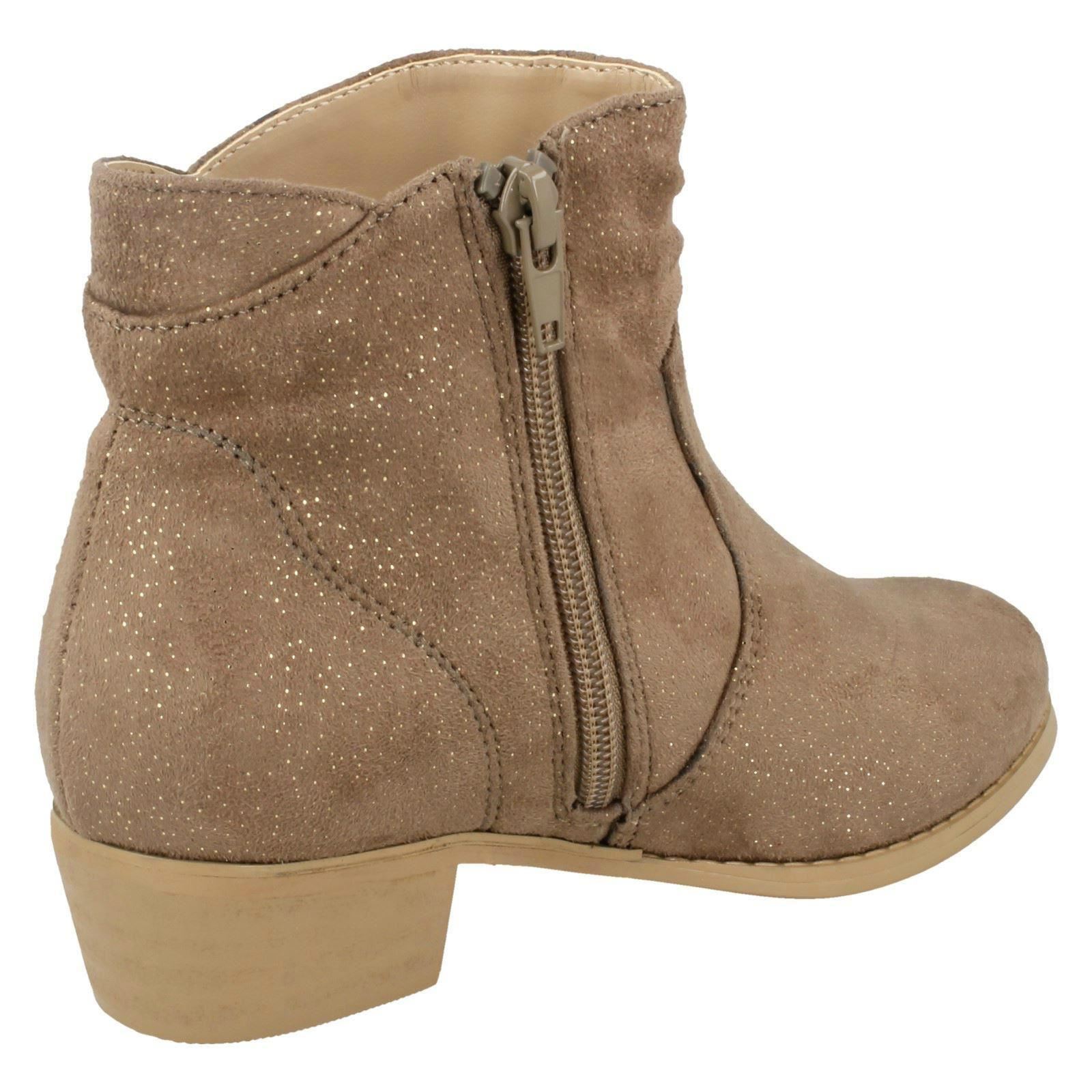 Girls Spot On Mid Heel Rouched Ankle Boots - Picture 19 of 19