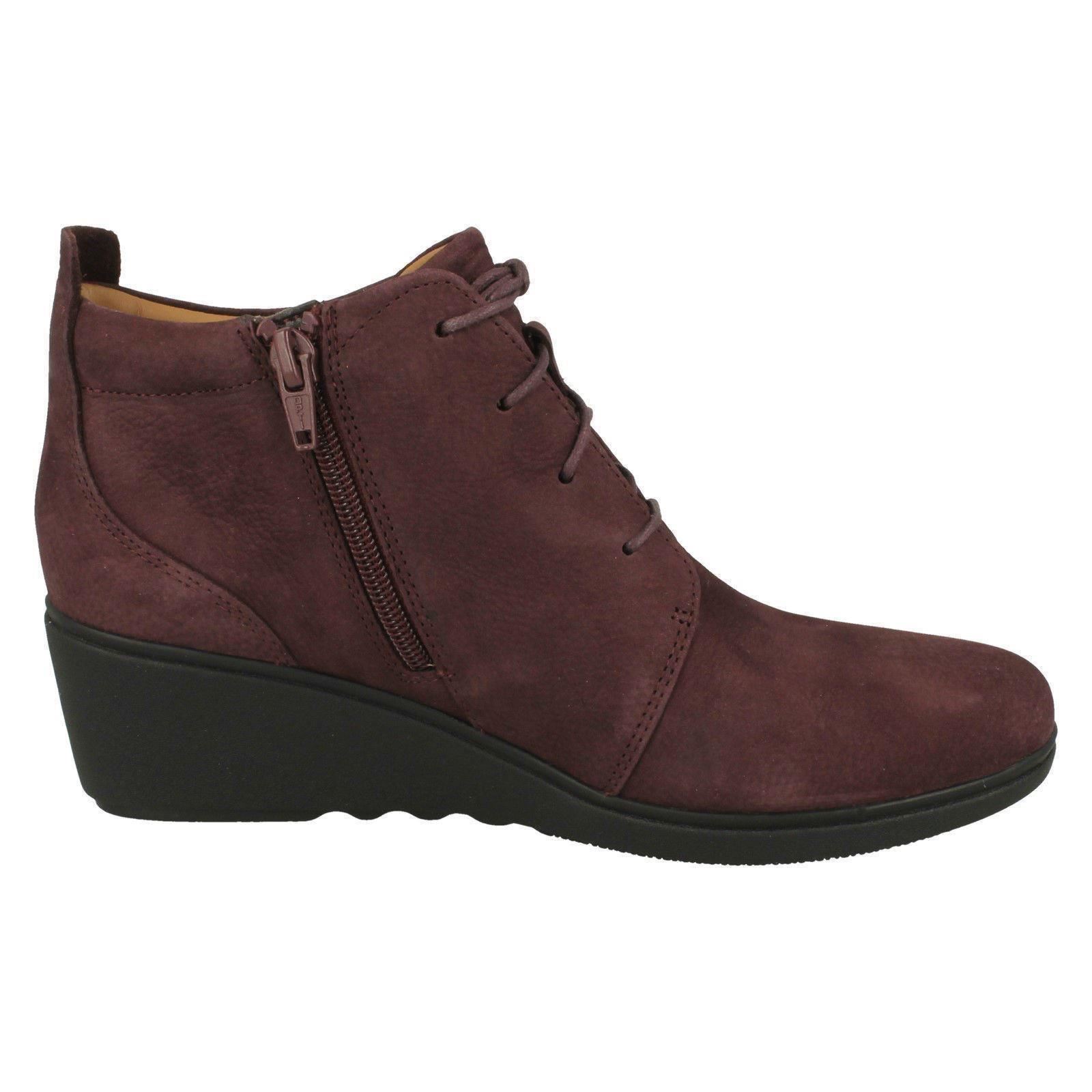 Clarks Damas Tacón Tacón Tacón Bajo Cuña botín-un tallara Eva d98336 Clarks Damas Tacón Tacón Tacón Bajo Cuña botín-un tallara Eva d98336