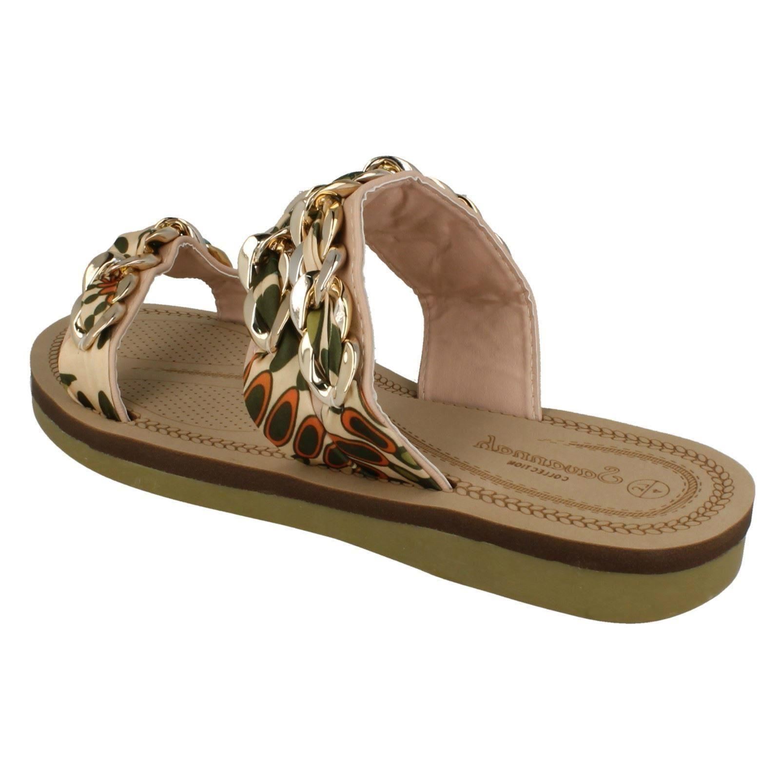 Damen Savannah flache doppelt geflochtene klobige Riemen Sandalen F0R0062 - Bild 13 von 19