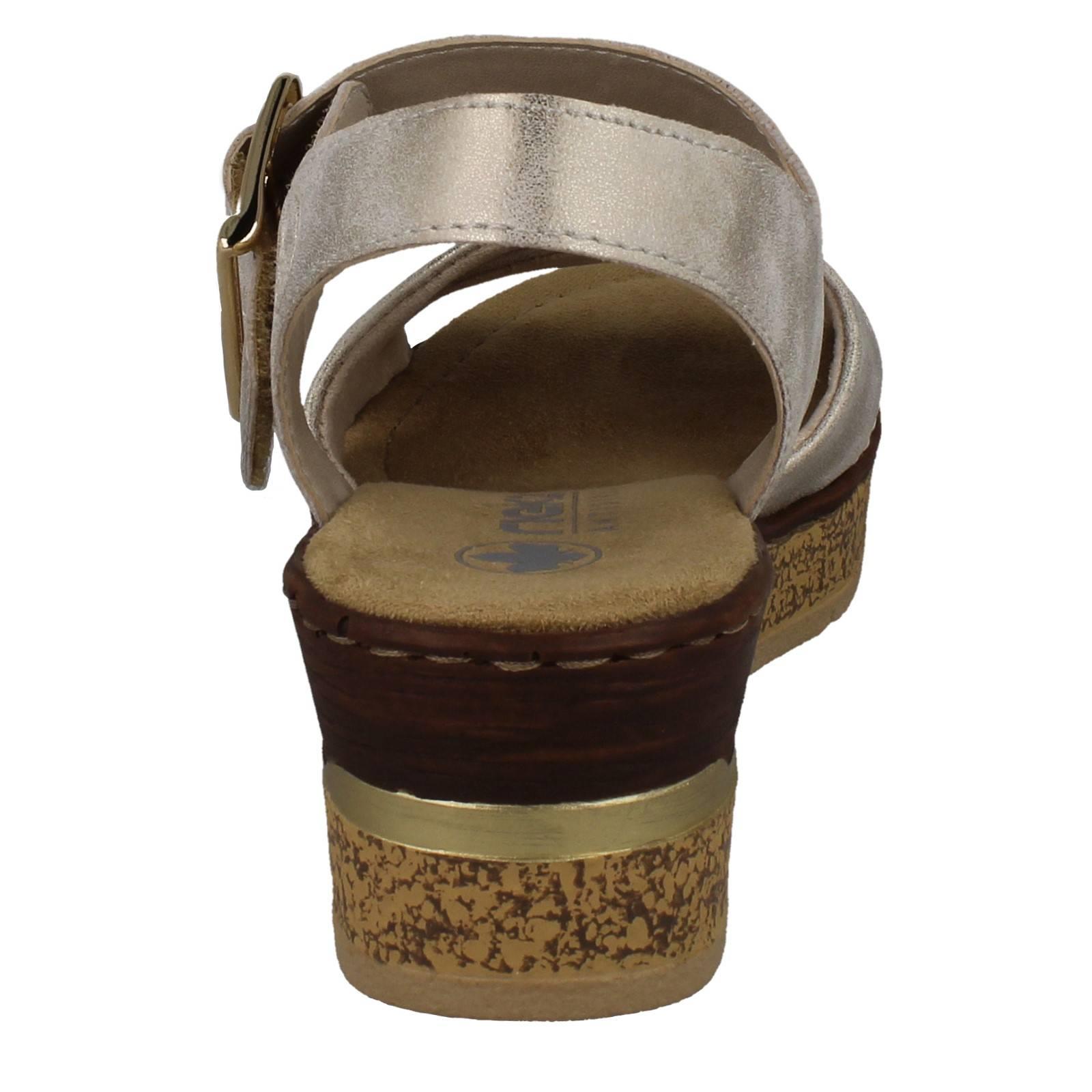 Ladies Rieker Cross Over Synthetic Leather Wedge Sandals: 63795 - Picture 5 of 10