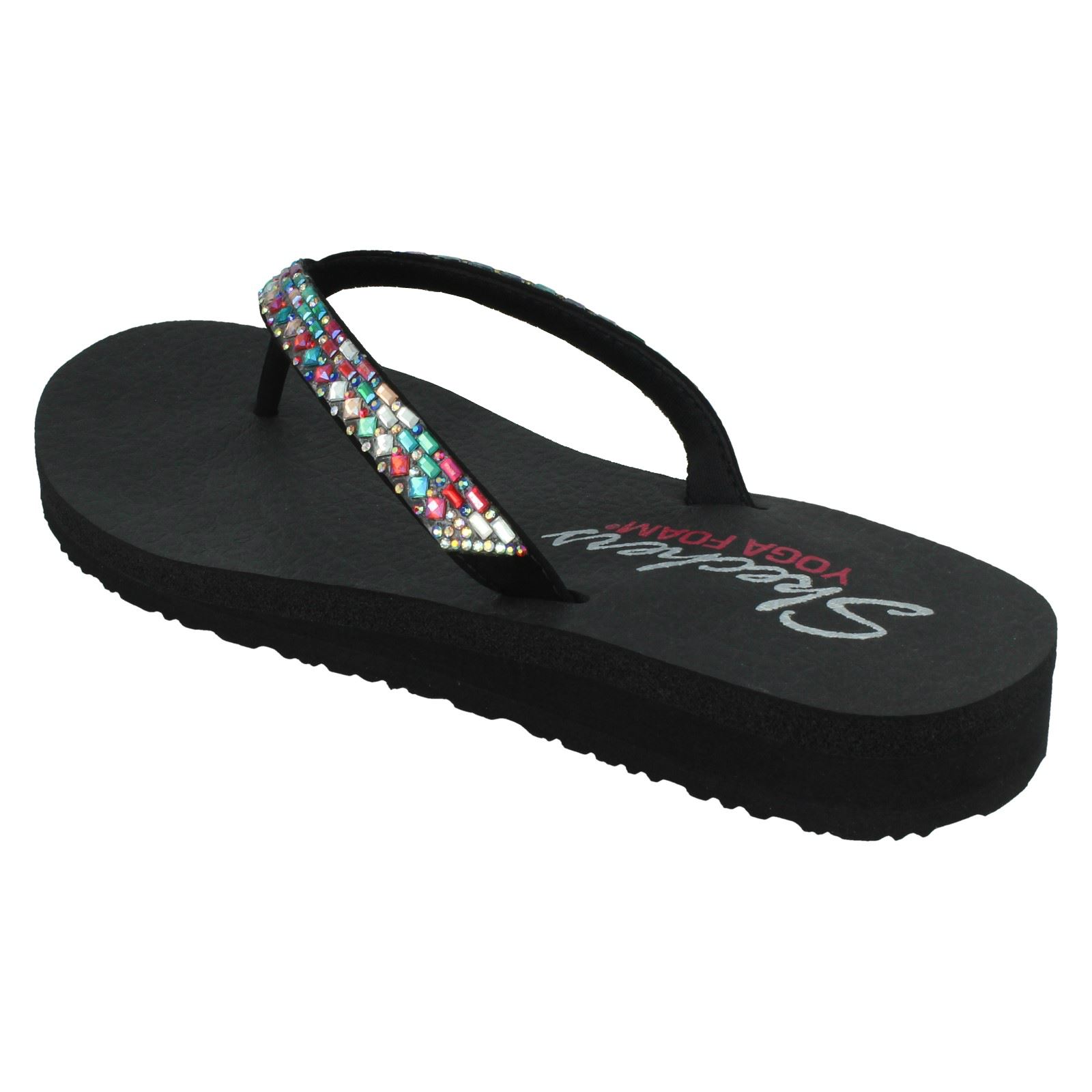 Damen Skechers Yoga Foam Slipper Synthetik Komfort Sandalen Damen Skechers Yoga Foam Slipper Synthetik Komfort Sandalen