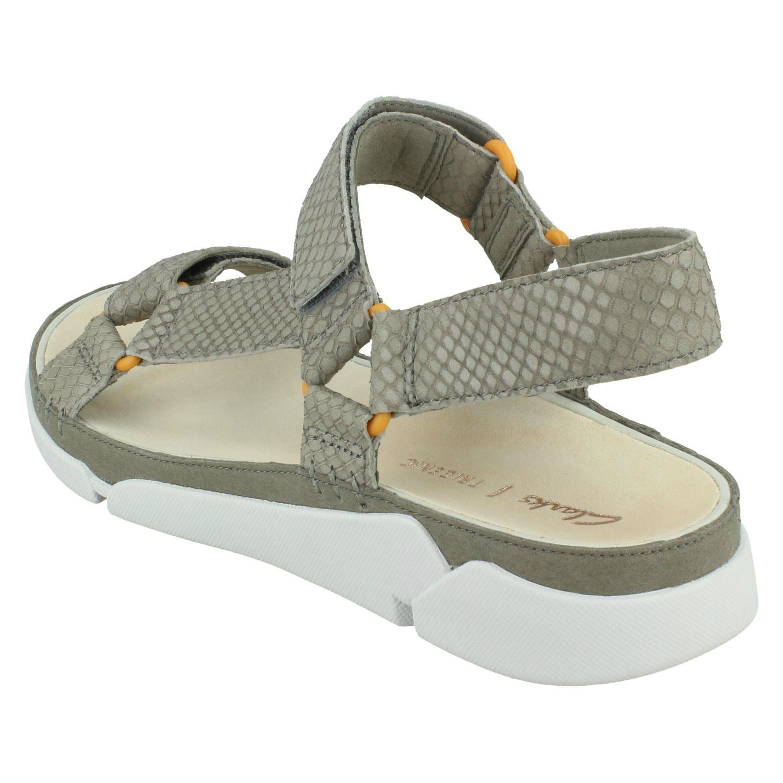 Ladies Clarks Open Toe Casual Hook & Loop Leather & Textile Sandals Tri Sporty | eBay