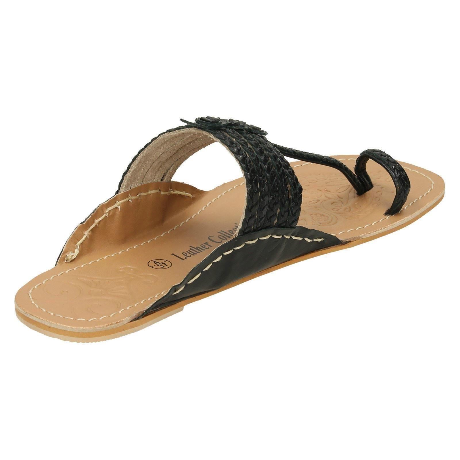 Ladies Leather Collection Flat Toeloop 'Braided Sandals' - Picture 6 of 55