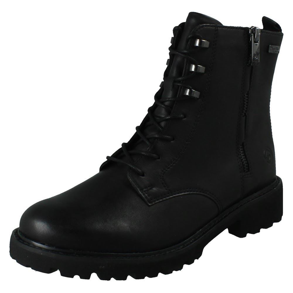 Ladies Remonte-Tex Leather Zip Lace Up Water Resistant Ankle Boots *D8656* - Picture 2 of 10