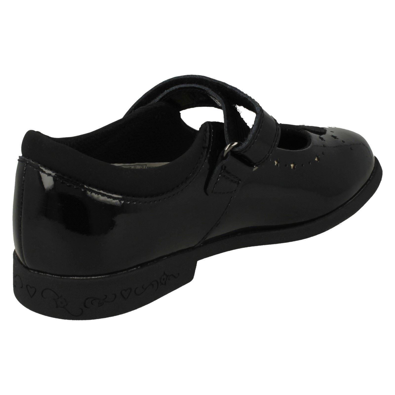 Girls Clarks Leather Patent School Shoes Strap Stars Mary Jane Magic Step Bar - Picture 15 of 19