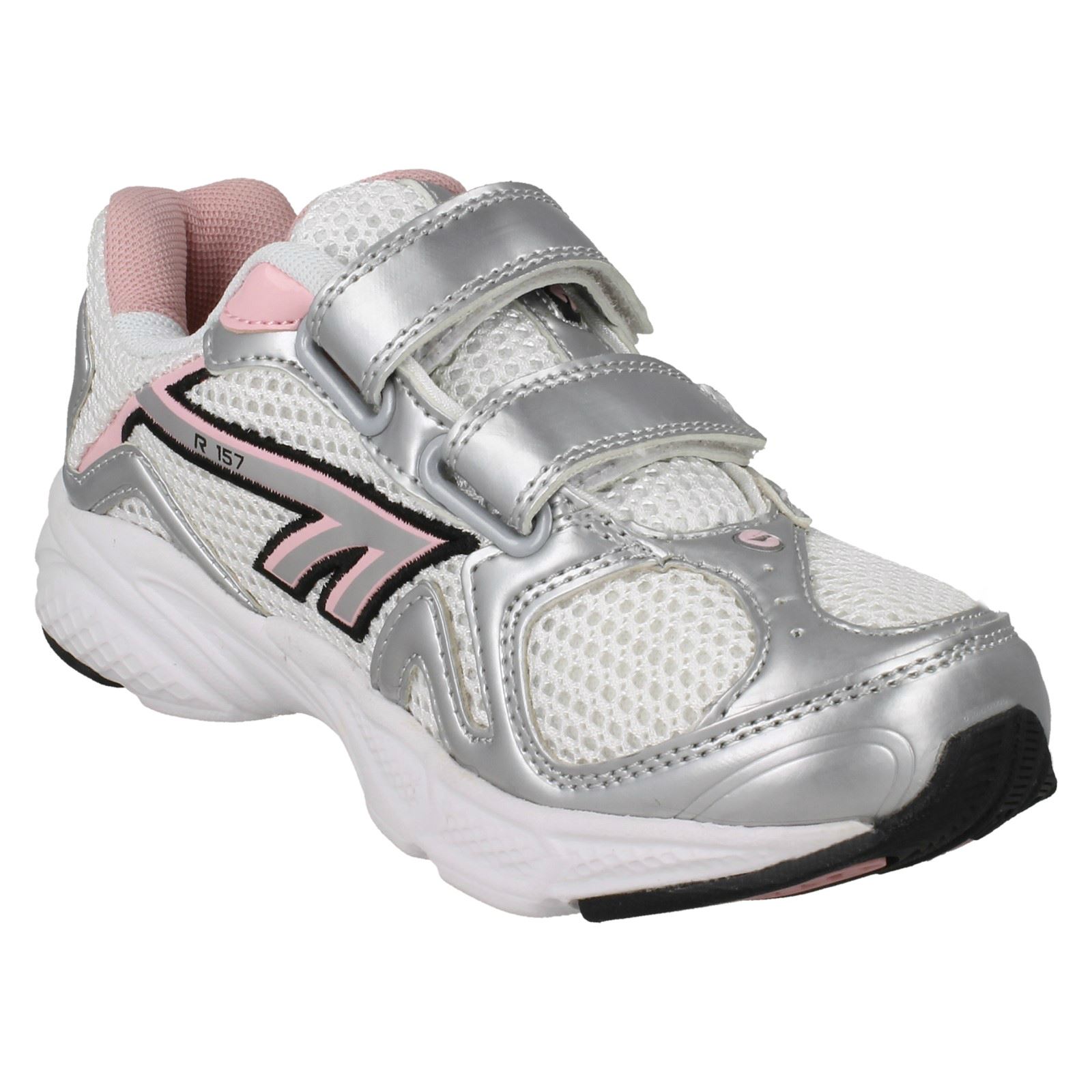 CHILDS HI TEC WHITE//SILVER//CANDY HOOK /& LOOP TRAINER STYLE R157 JRG EZ