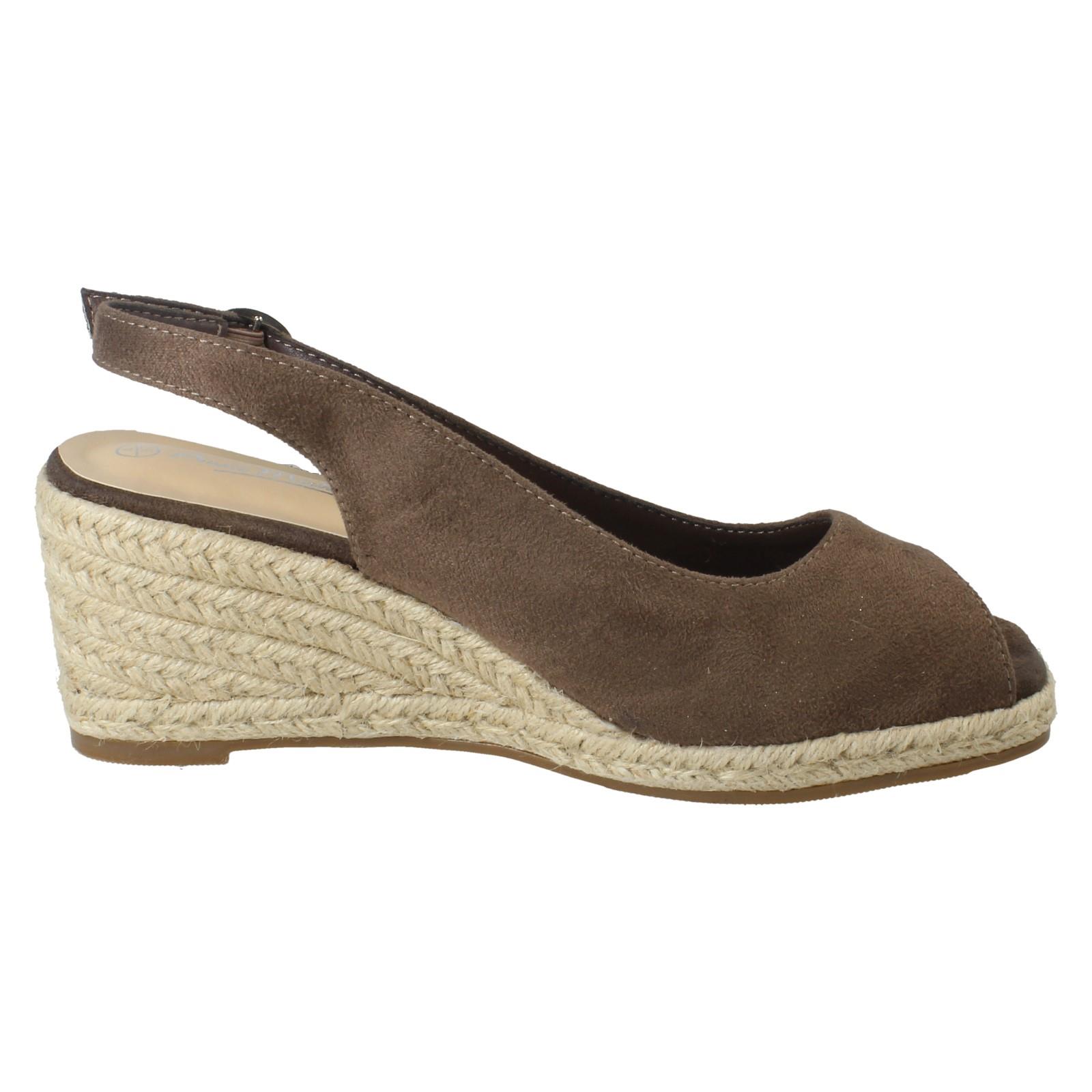 Ladies Anne Michelle Microfibre Wedge Heel Squared Toe Sandals 'F2R306' - Picture 25 of 28