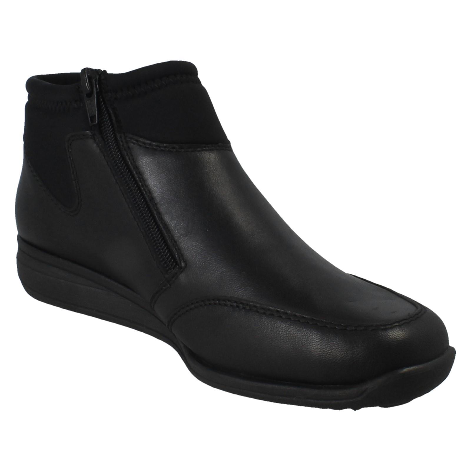 Ladies Rieker Extra Wide Fleece Lined Double Zip Ankle Boots *47270* - Picture 8 of 10