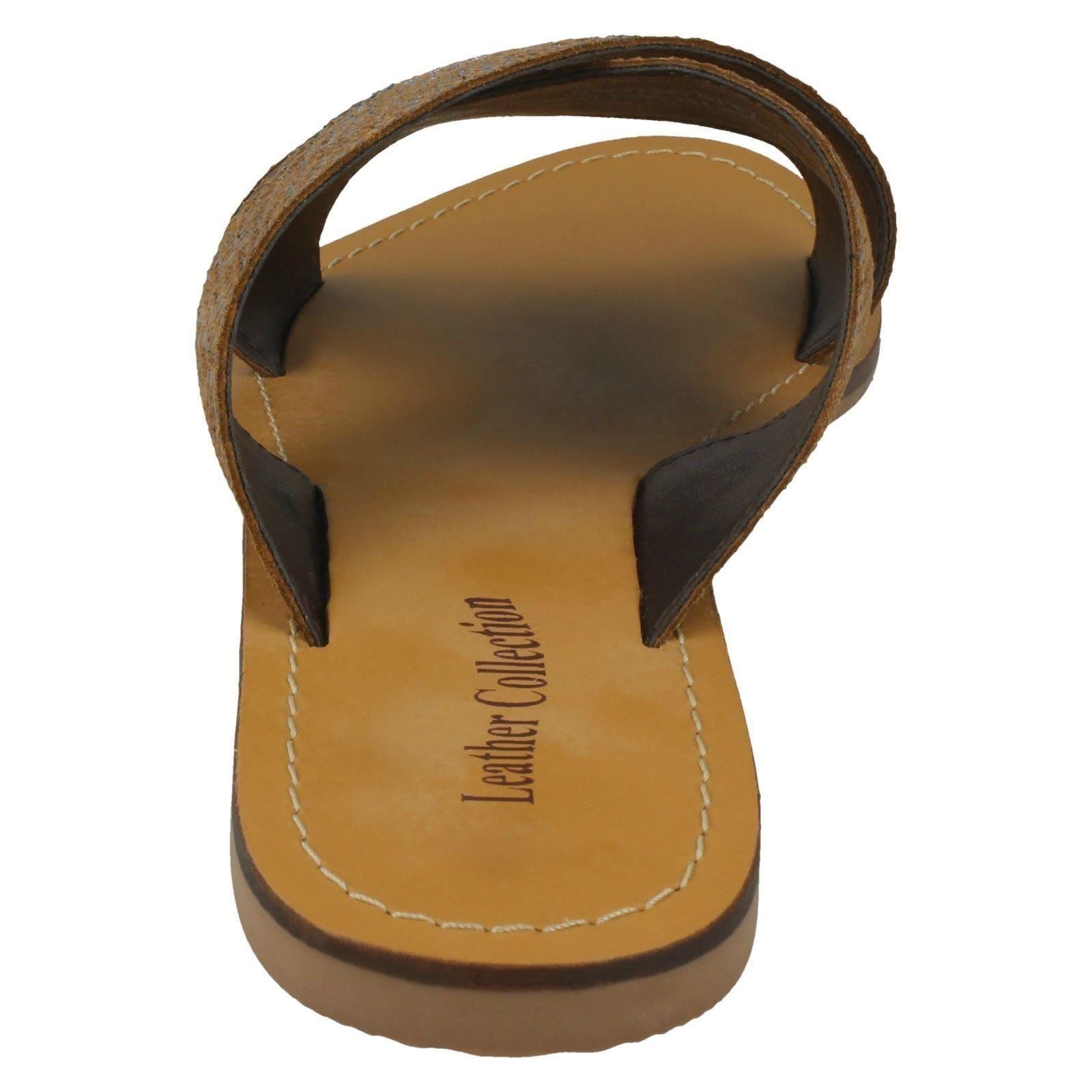 Ladies Leather Collection Slip On Cross Over Mule Sandals | eBay