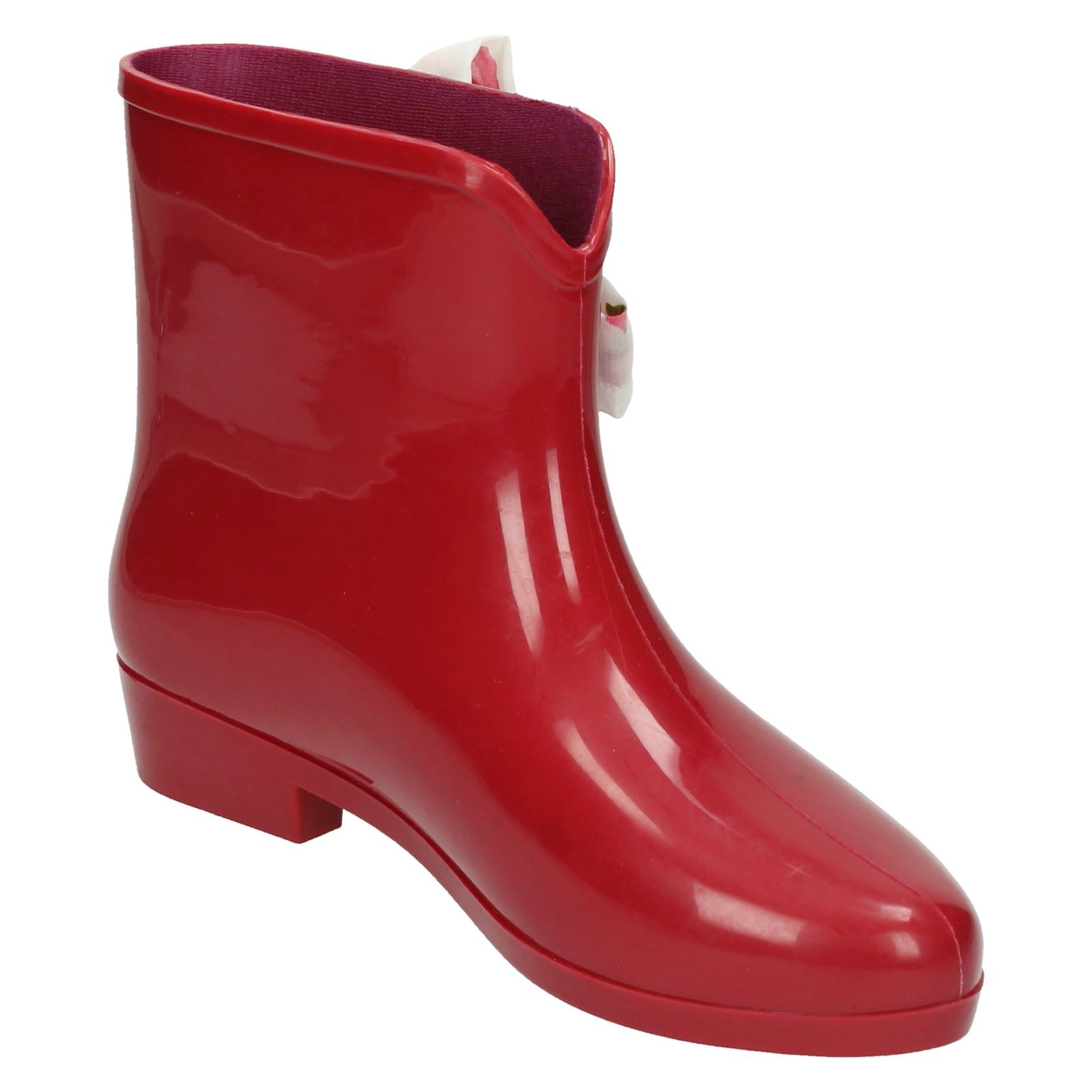 Ladies Spot On Tied Bow Detail Ankle 'Wellington Boots' - Picture 35 of 46