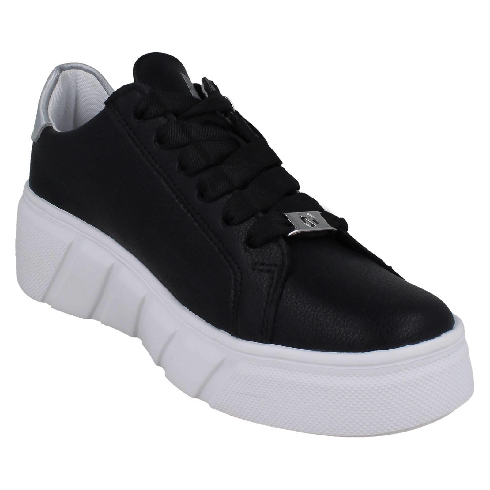 Zapatillas deportivas Rieker de cuero con cordones en cuña con detalle perforado para dama, W2605 - Imagen 8 de 10