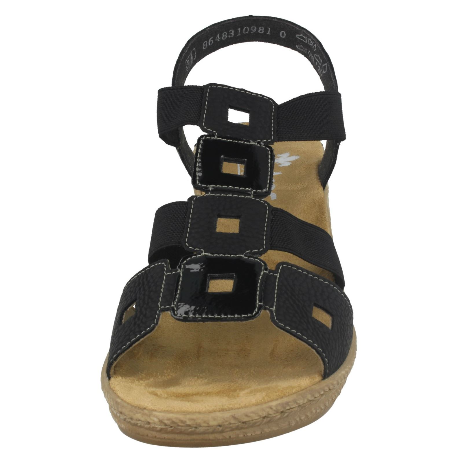 Ladies Rieker Open Toe Wedge Heeled Slip On Synthetic Sandals 62488 | eBay