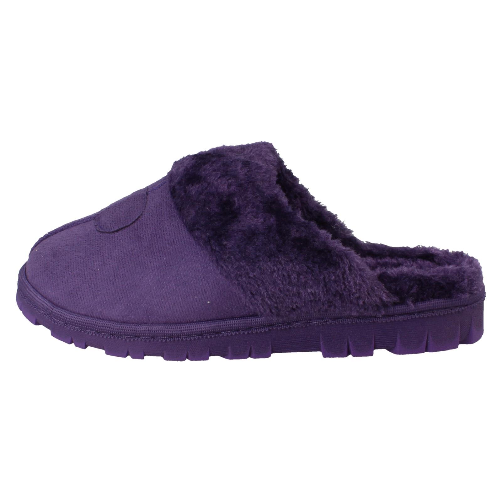Mujer Spot On Mula Piel Sintética Forrado sin Cordones Ropa Cómoda Pantuflas - Imagen 39 de 46