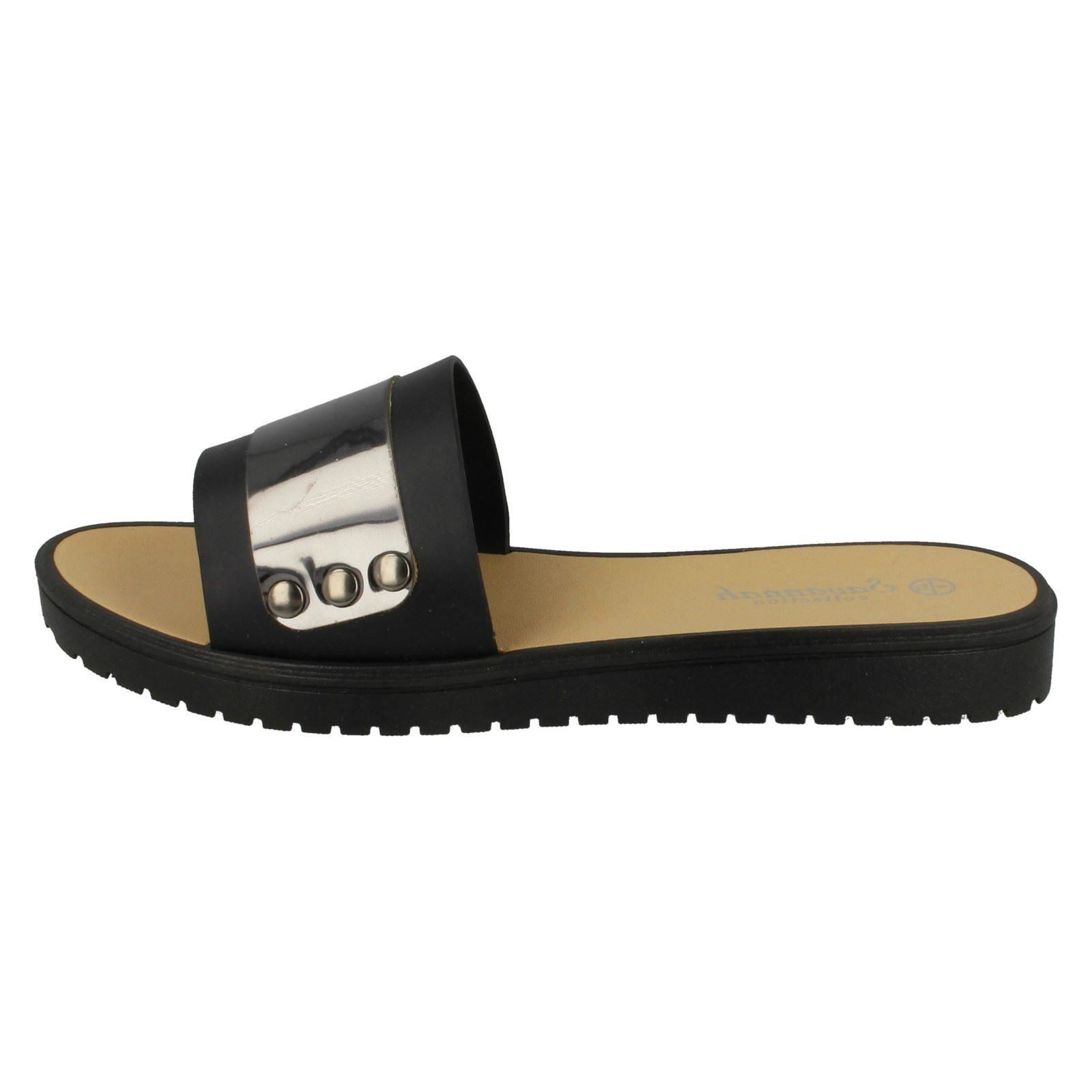 Savannah Damen flache Pantoletten mit Metalldetails - Bild 3 von 28