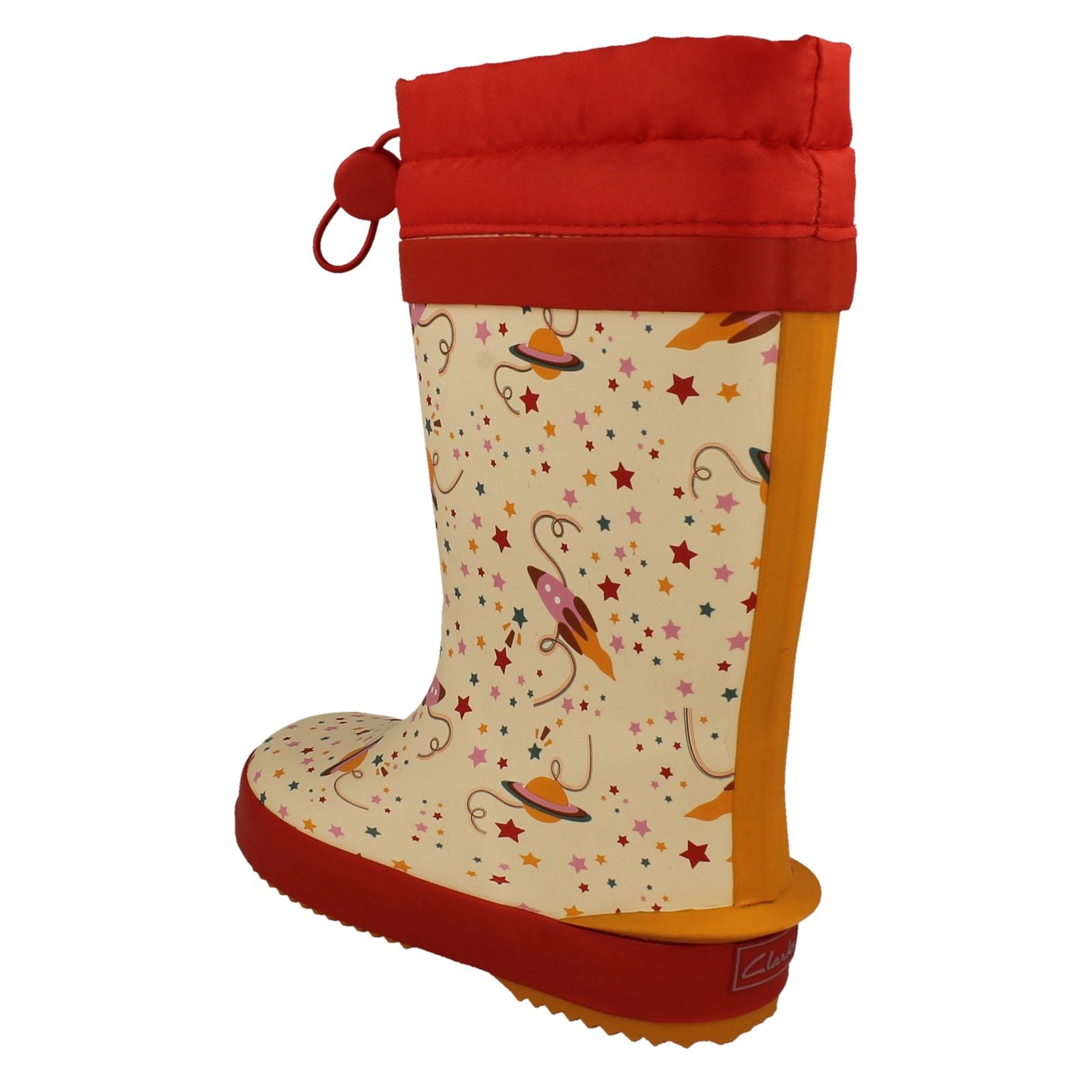 Childrens Clarks Creature Detailed Toggle Top Wellington Boots 'Tarri Race' - Picture 48 of 54