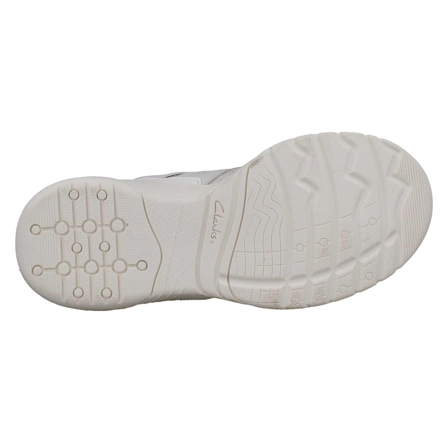 Kinder Clarks Grobe Sohle Schnürer Waschbar Weiß Netz Turnschuhe Feder Pace O - Picture 10 of 10