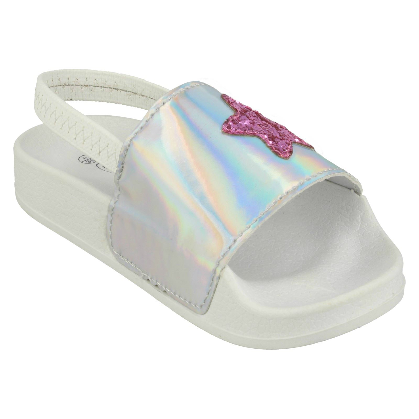 Girls Spot On Slingback Sliders 'With Glitter Star Design' - Picture 12 of 19
