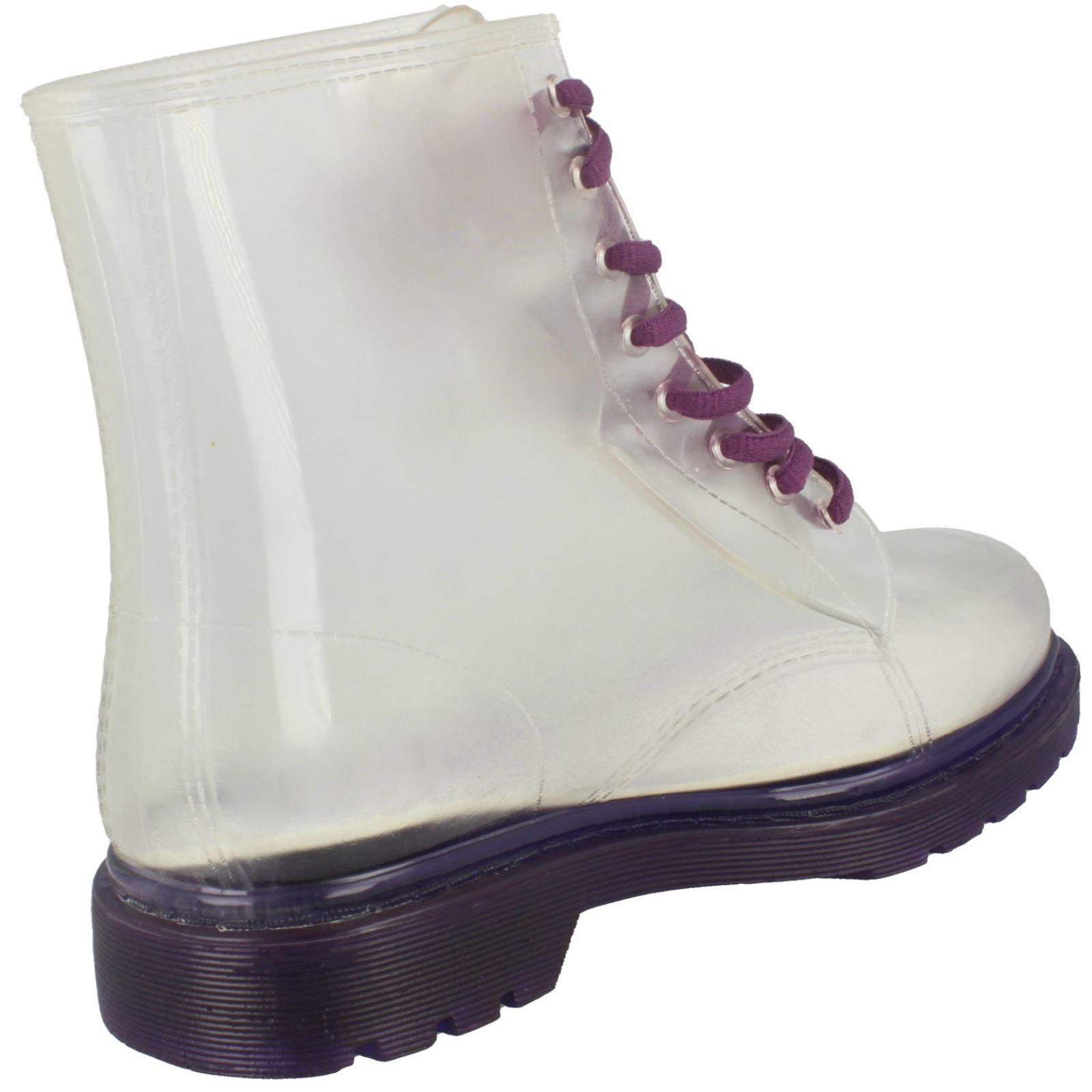 Girls Spot On Lace Up Jelly Look Wellington Boot - Picture 30 of 46