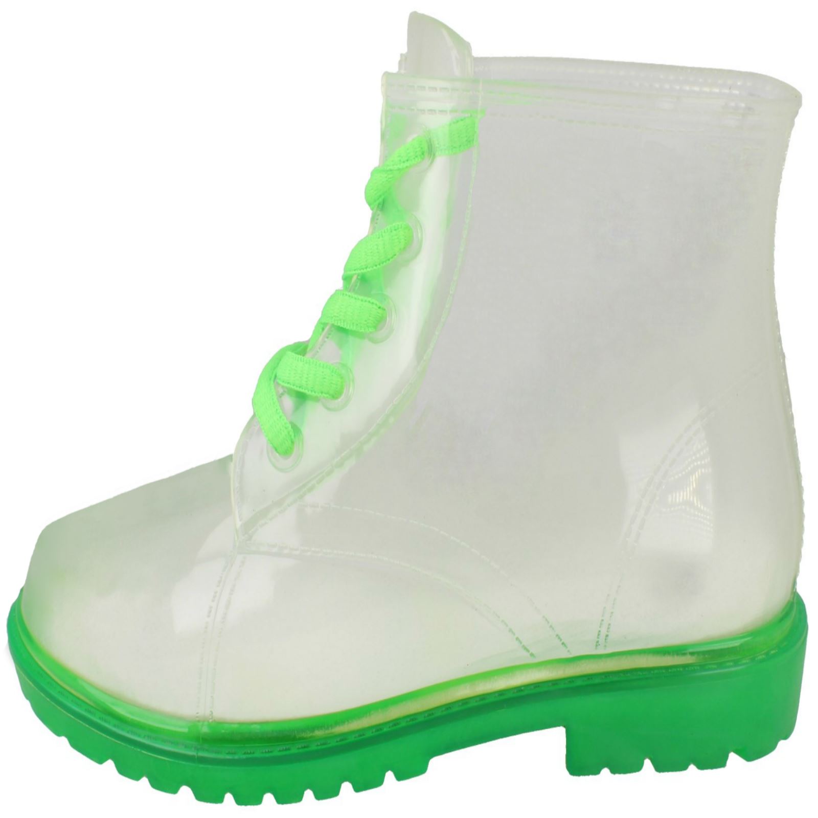 Girls Spot On Lace Up Jelly Look Wellington Boot - Picture 15 of 46