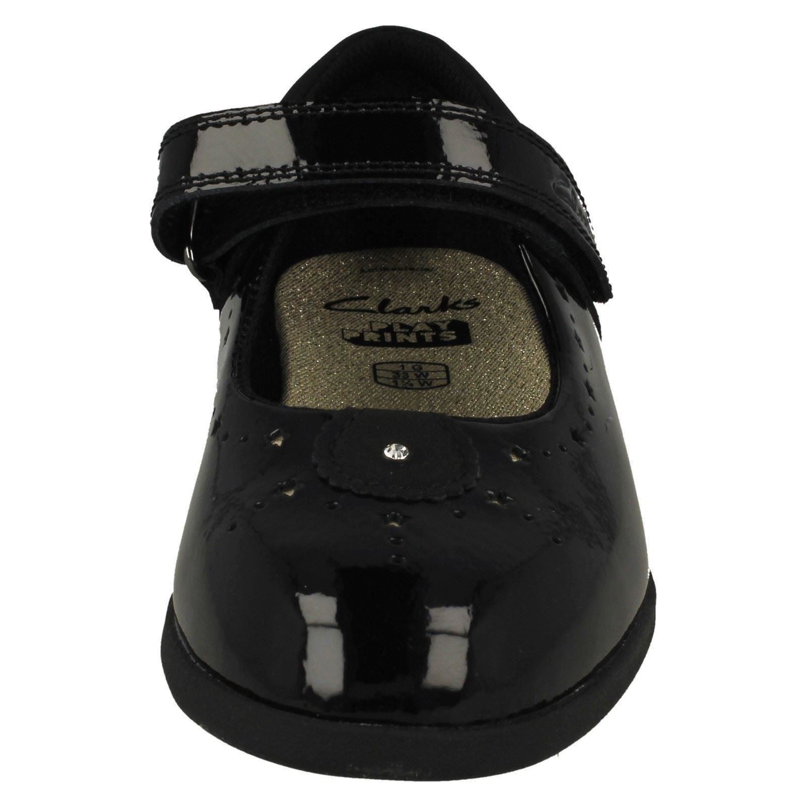 Girls Clarks Leather Patent School Shoes Strap Stars Mary Jane Magic Step Bar - Picture 18 of 19