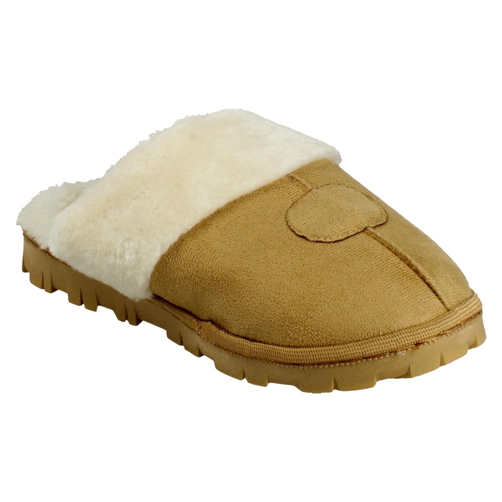 Mujer Spot On Mula Piel Sintética Forrado sin Cordones Ropa Cómoda Pantuflas - Imagen 35 de 46