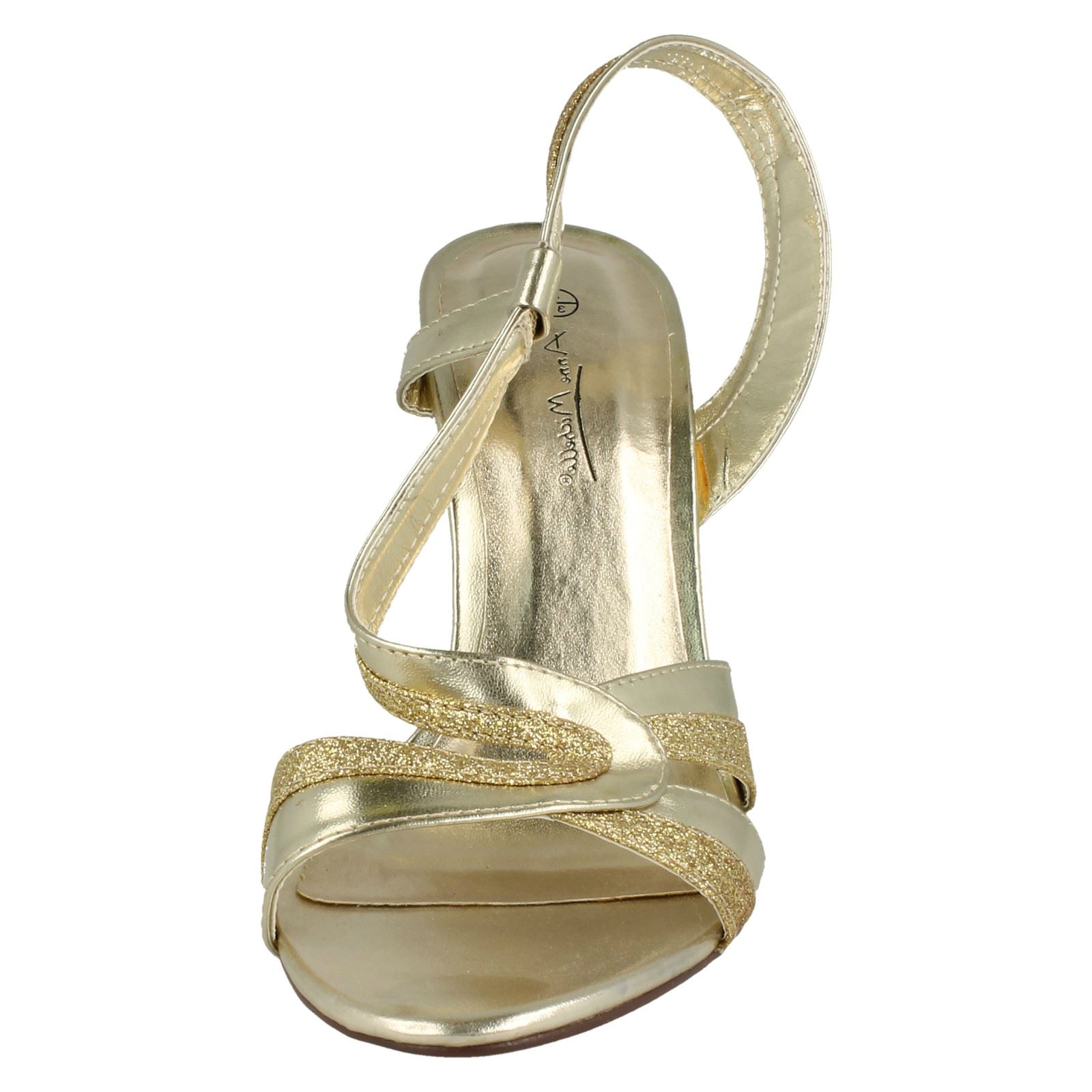 Damen Anne Michelle Glitzer Detailliert Riemen Hoch Absatz Sandalen F1R0158 - Bild 18 von 37