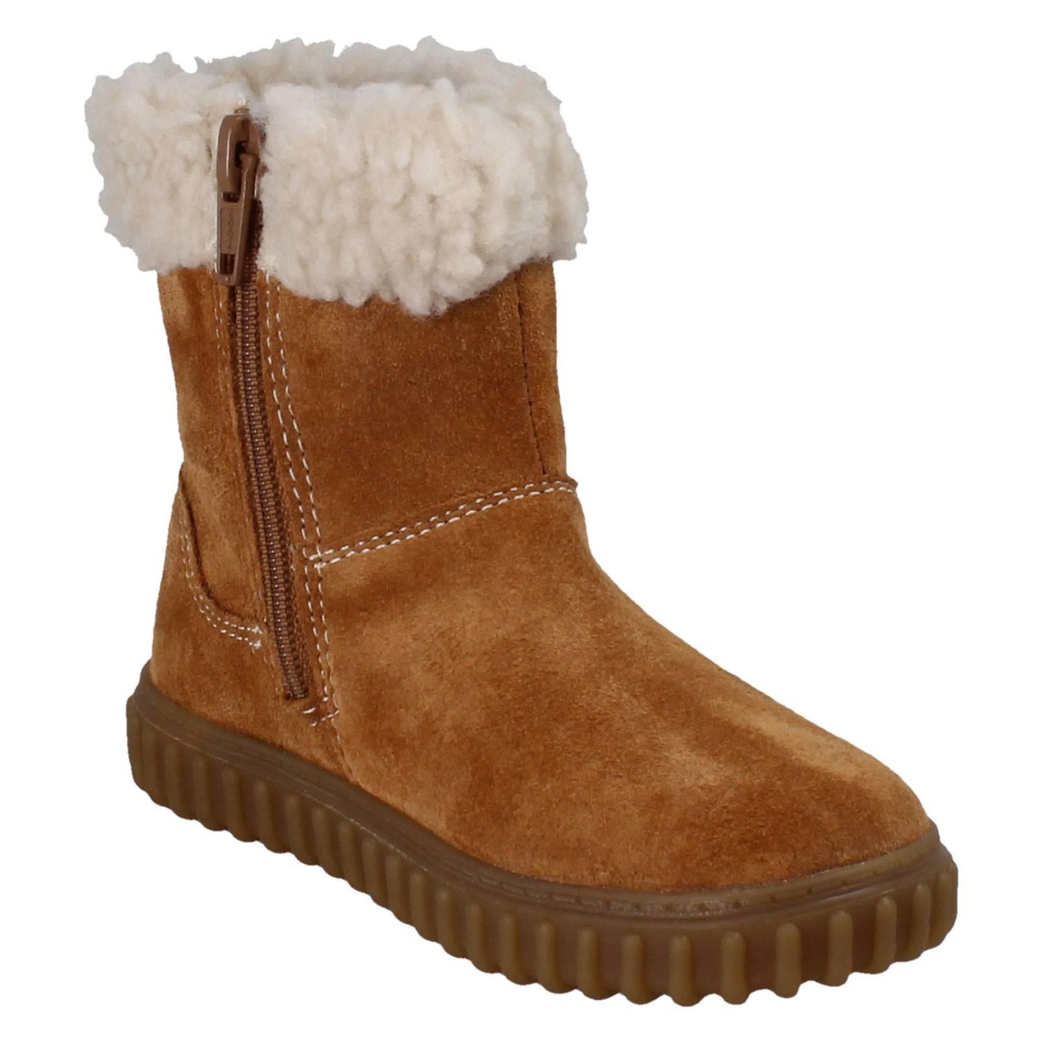 Mädchen Clarks Bär Detail Wadenhoch Fleece Kragen Suede Winterstiefel Cove Warm - Picture 8 of 10
