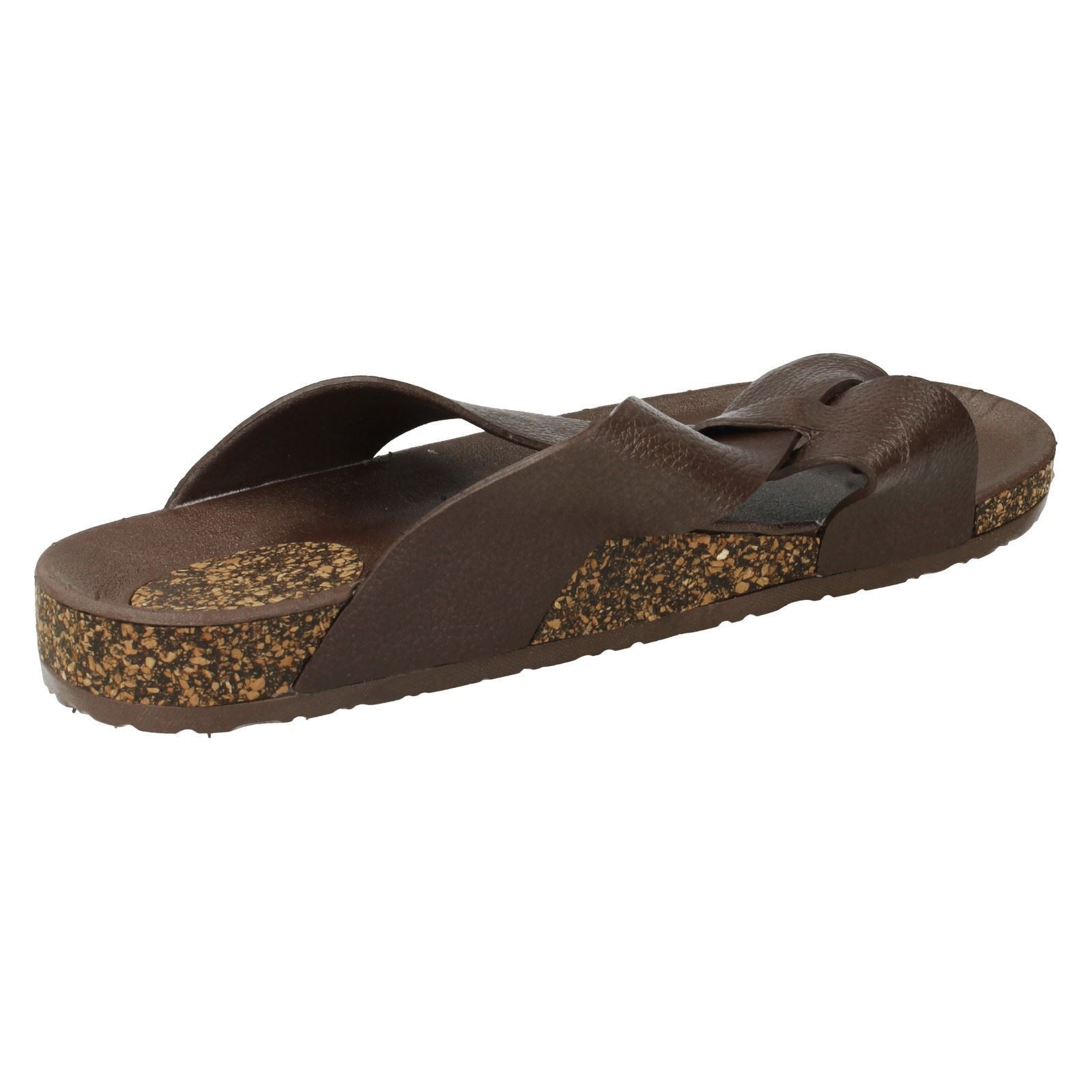 Men's Footbed Toepost Slip On Sandals With Cork Effect | eBay