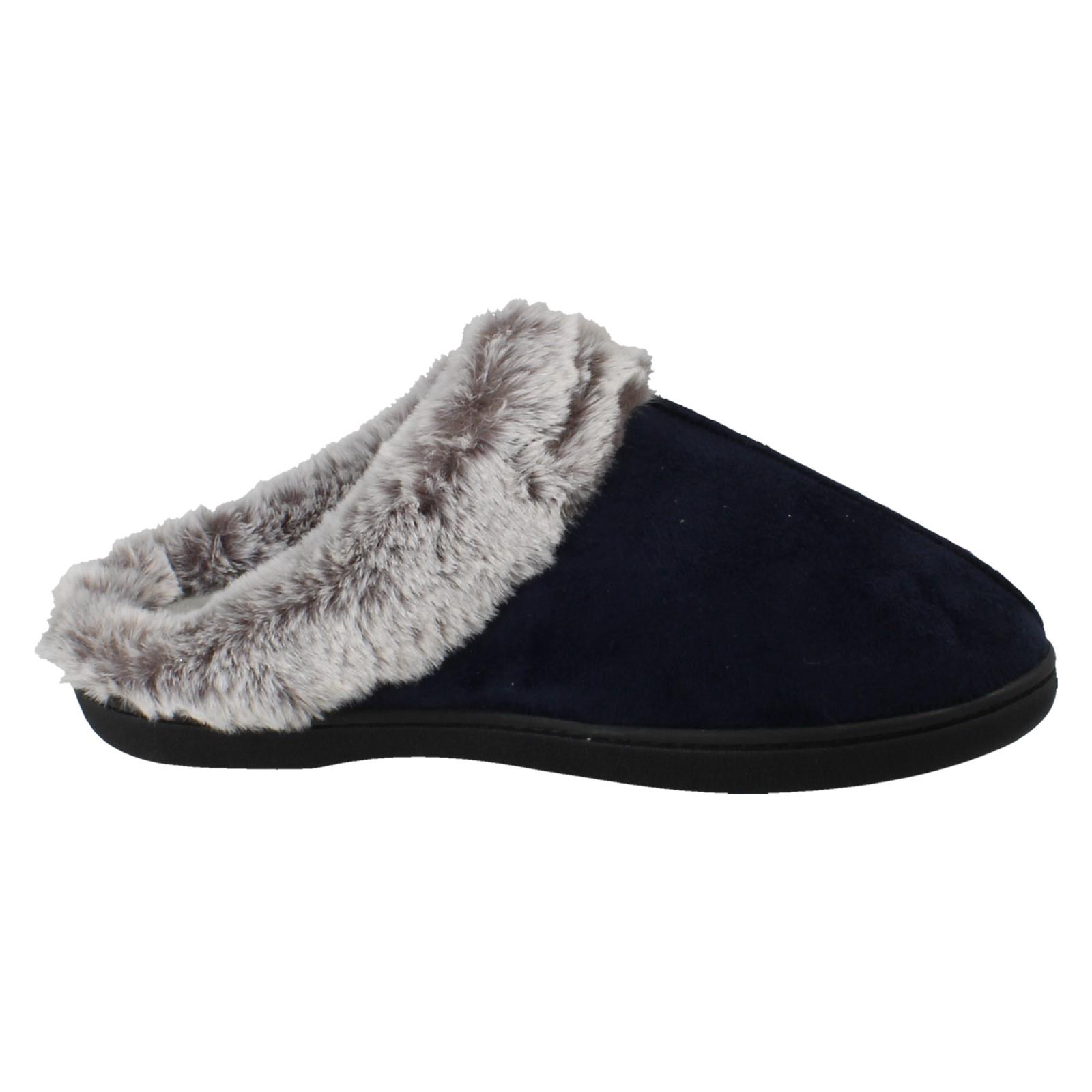 Laddies Padders Fur Lined Machine Washable Wide Fit Mule Slippers Florrie - Picture 7 of 19