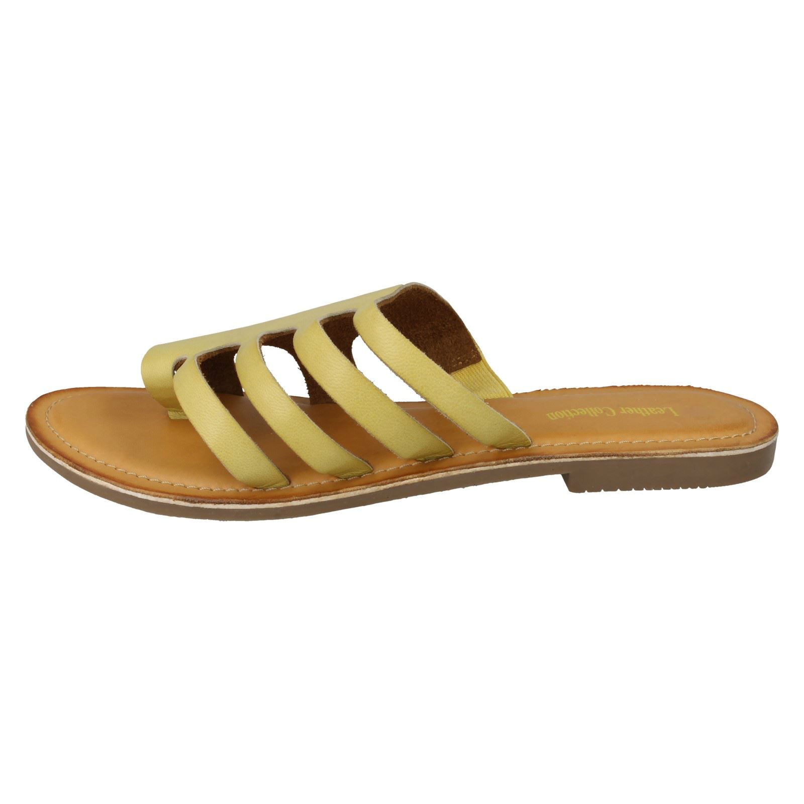 Damen Leder Kollektion Slipper Flache Riemchen Sandalen - Bild 45 von 46