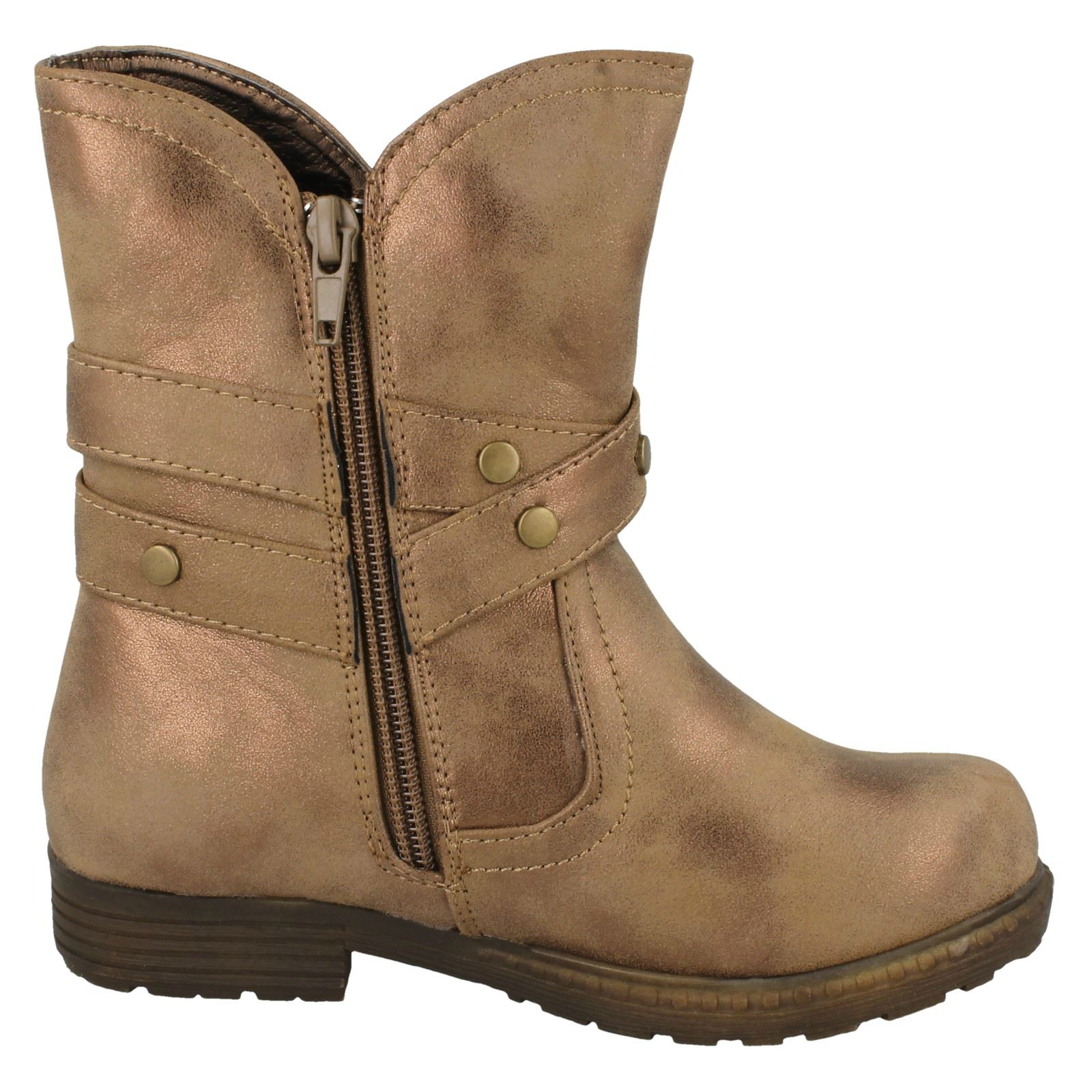 Girls Spot On Ankle Boots With Buckle Design