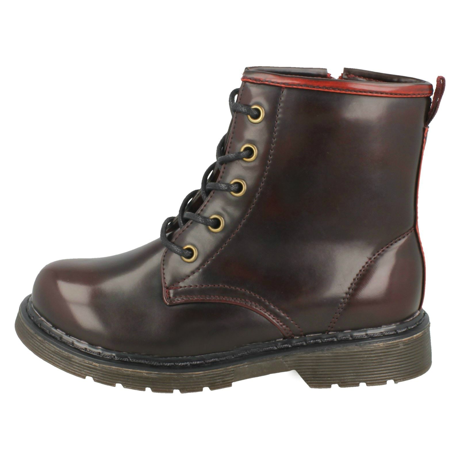 Girls Spot On Low Heel Lace Up Ankle Boots - Picture 12 of 19