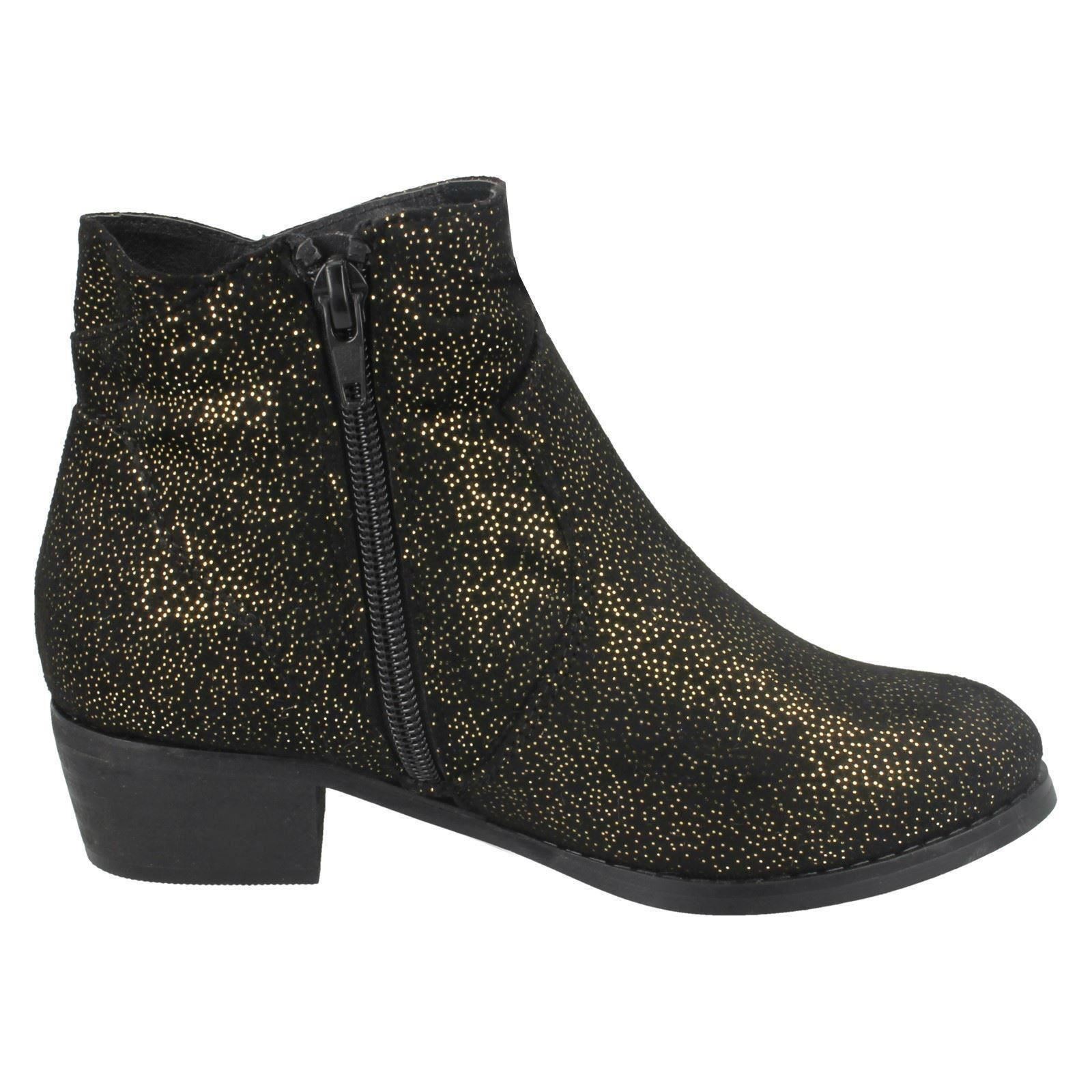Girls Spot On Mid Heel Rouched Ankle Boots - Picture 9 of 19