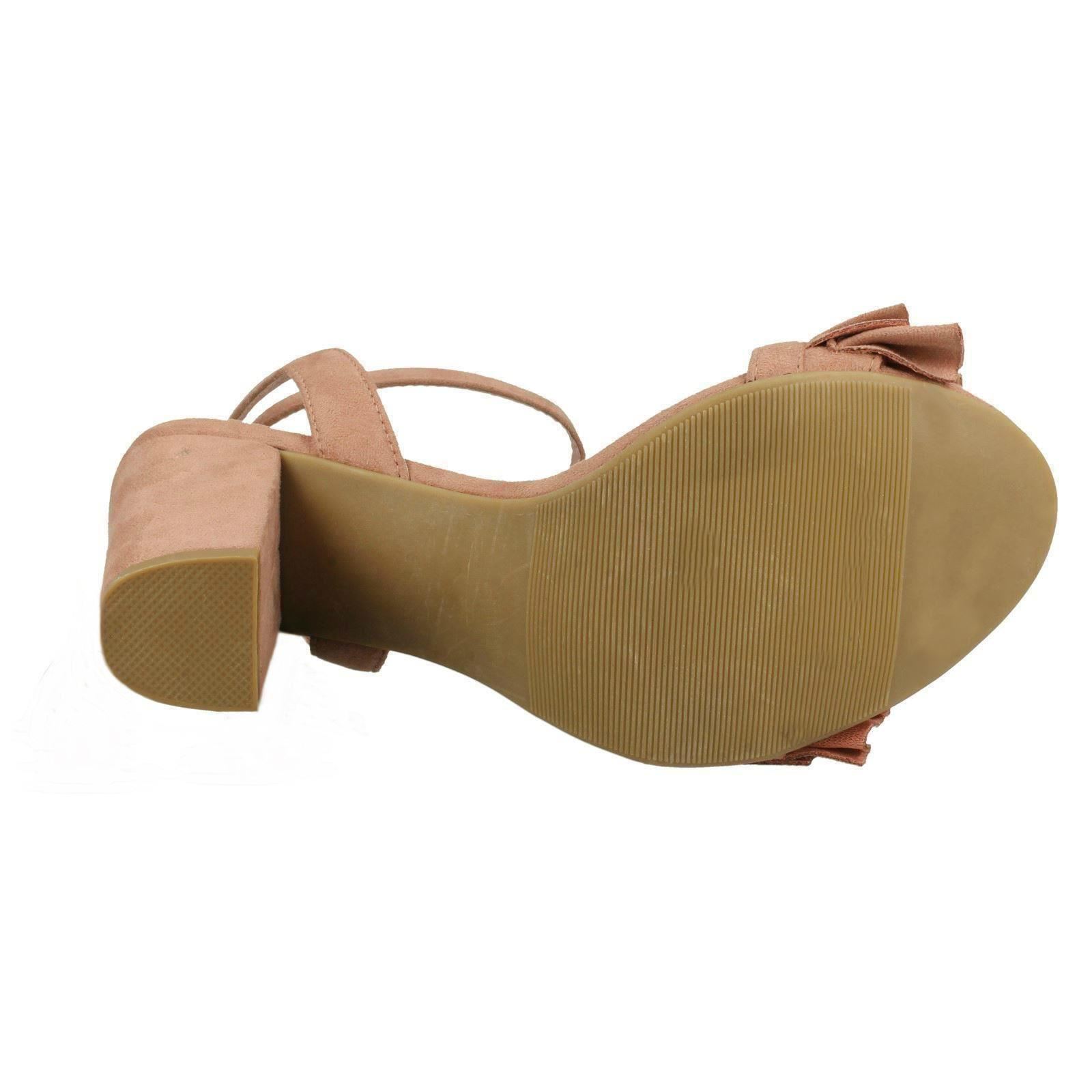 Ladies Spot On Mid Chunky Heel Sandals With Ruffle Trim